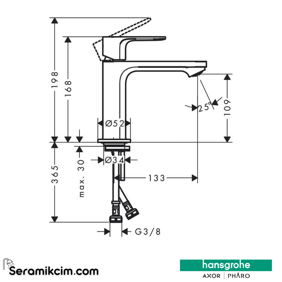 Hansgrohe Rebris E Eviye Bataryası S Tek Kollu Lavabo Bataryası 110 Coolstart Kumandasız 72520000 - 72520000