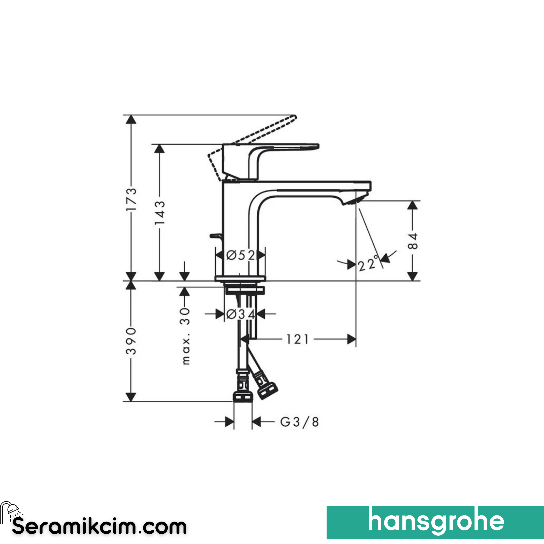 Hansgrohe Rebris E Lavabo Bataryası 80 Coolstart Sifon Kumandalı Krom 72553000