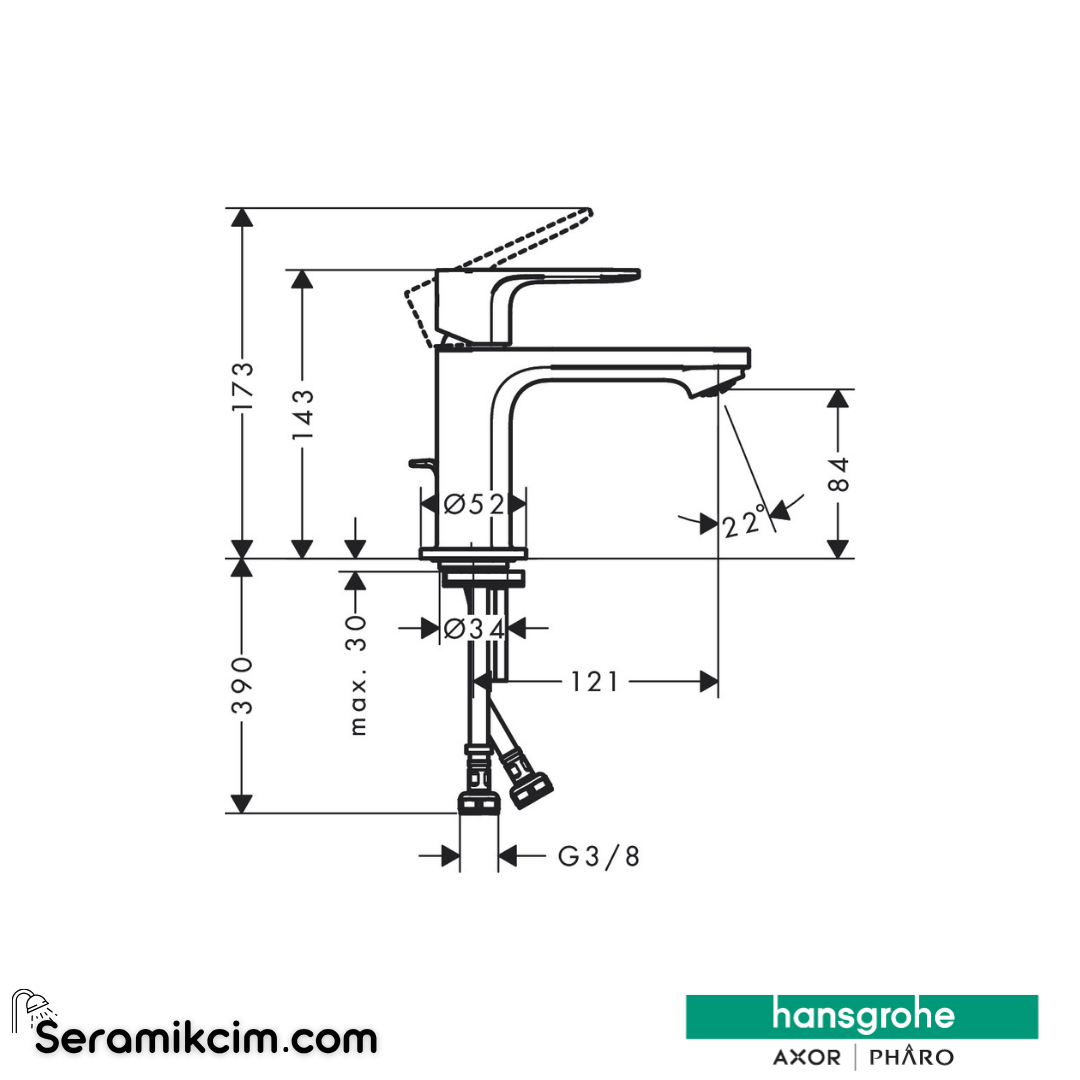 Hansgrohe Rebris S Tek Kollu Lavabo Bataryası 80 Coolstart Ecosmart Kumandalı 72586000 - 72586000