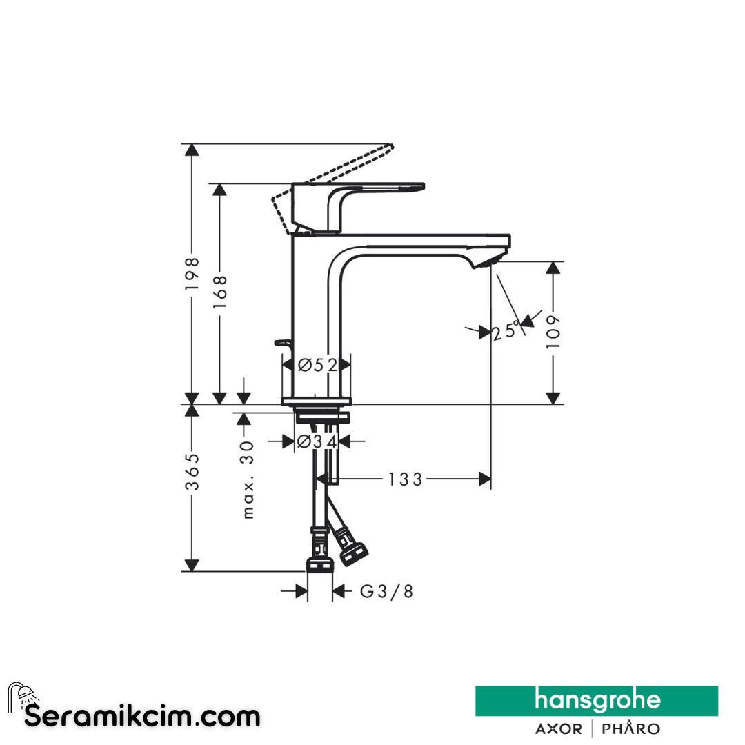 Hansgrohe Rebris S Tek Kollu Lavabo Bataryası 110 Coolstart Kumandalı Satin Siyah 72519670 - 72519670