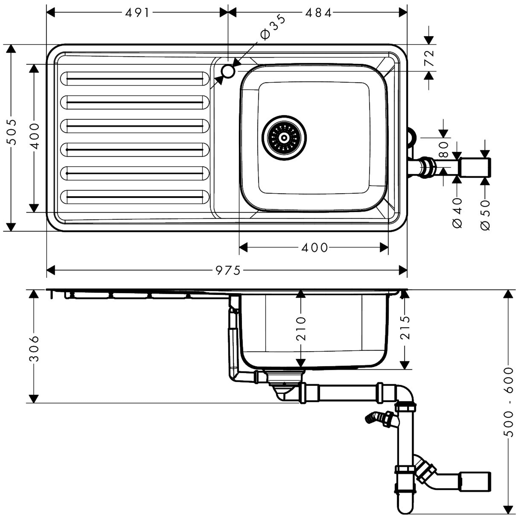 Hansgrohe S4111-F400 AnkastreEviye 400/400 Damlalıklı 43341800