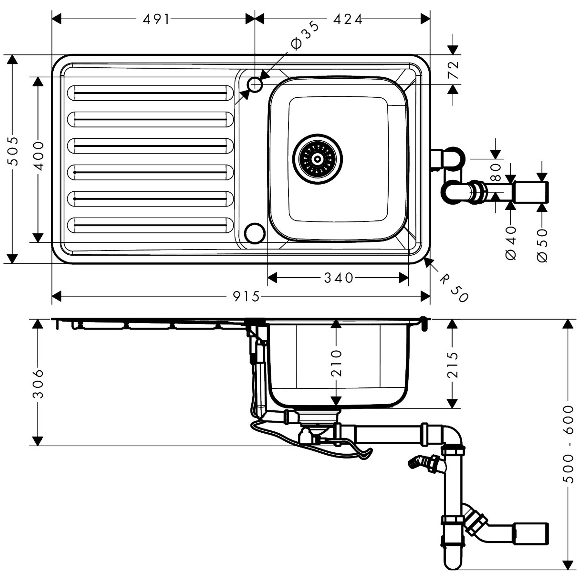 Hansgrohe S4113-F340 AnkastreEviiye 340/400Damlalıklı 43337800