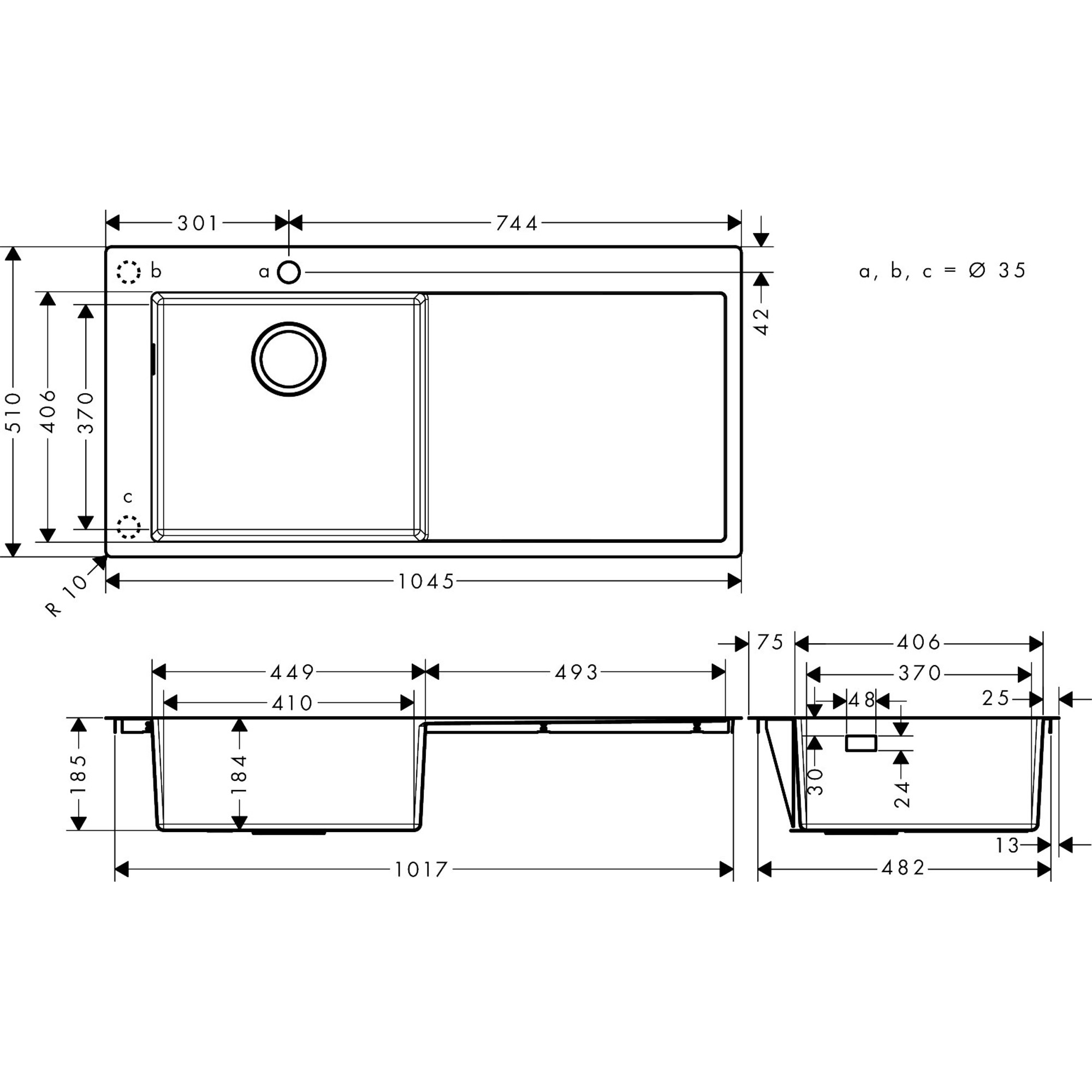 Hansgrohe S716-F450 Ankastr Eviye 450 Damlalıklı 43331800
