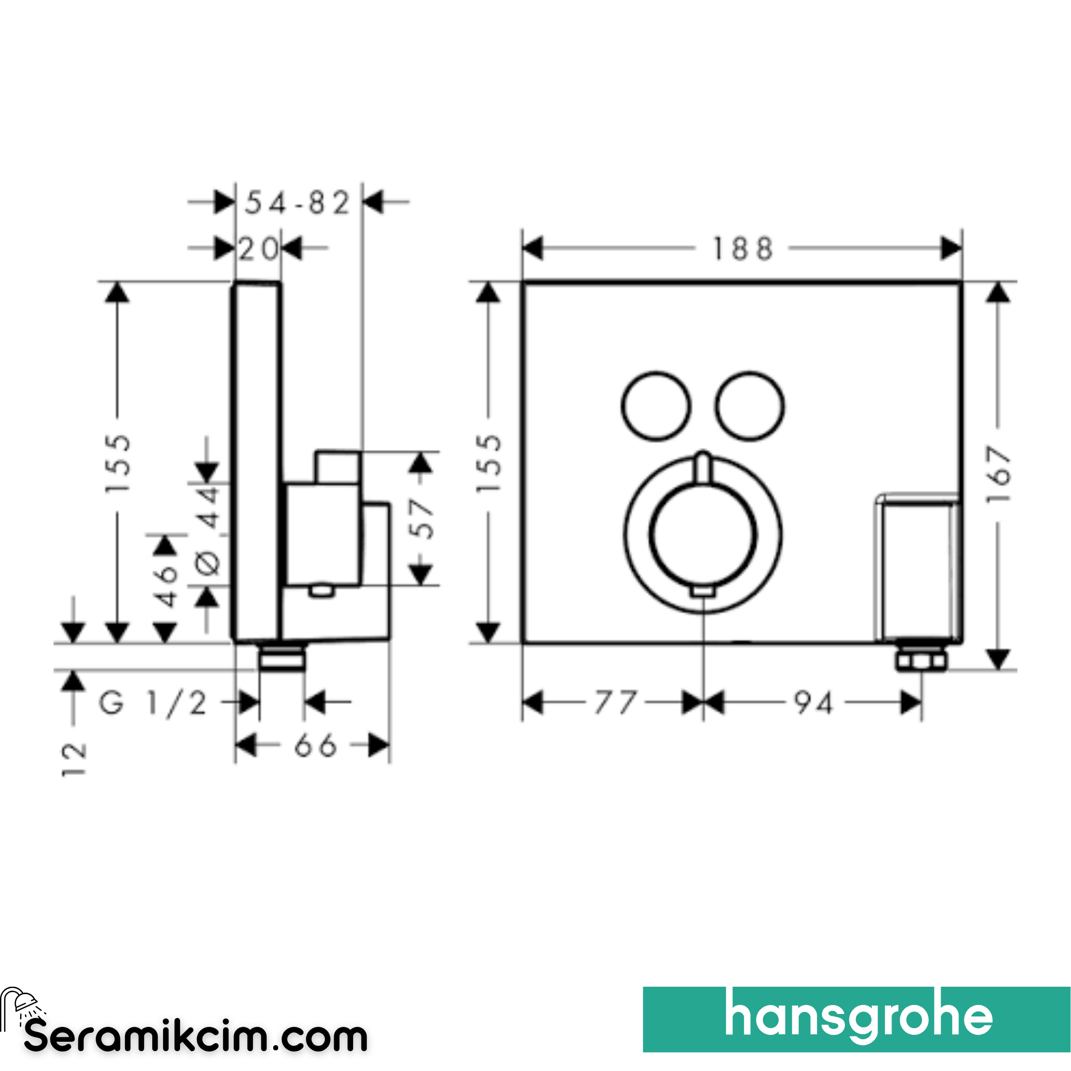 Hansgrohe Shower Select Termostatik Banyo Bataryası Fixfit Port. İle Krom 15765000