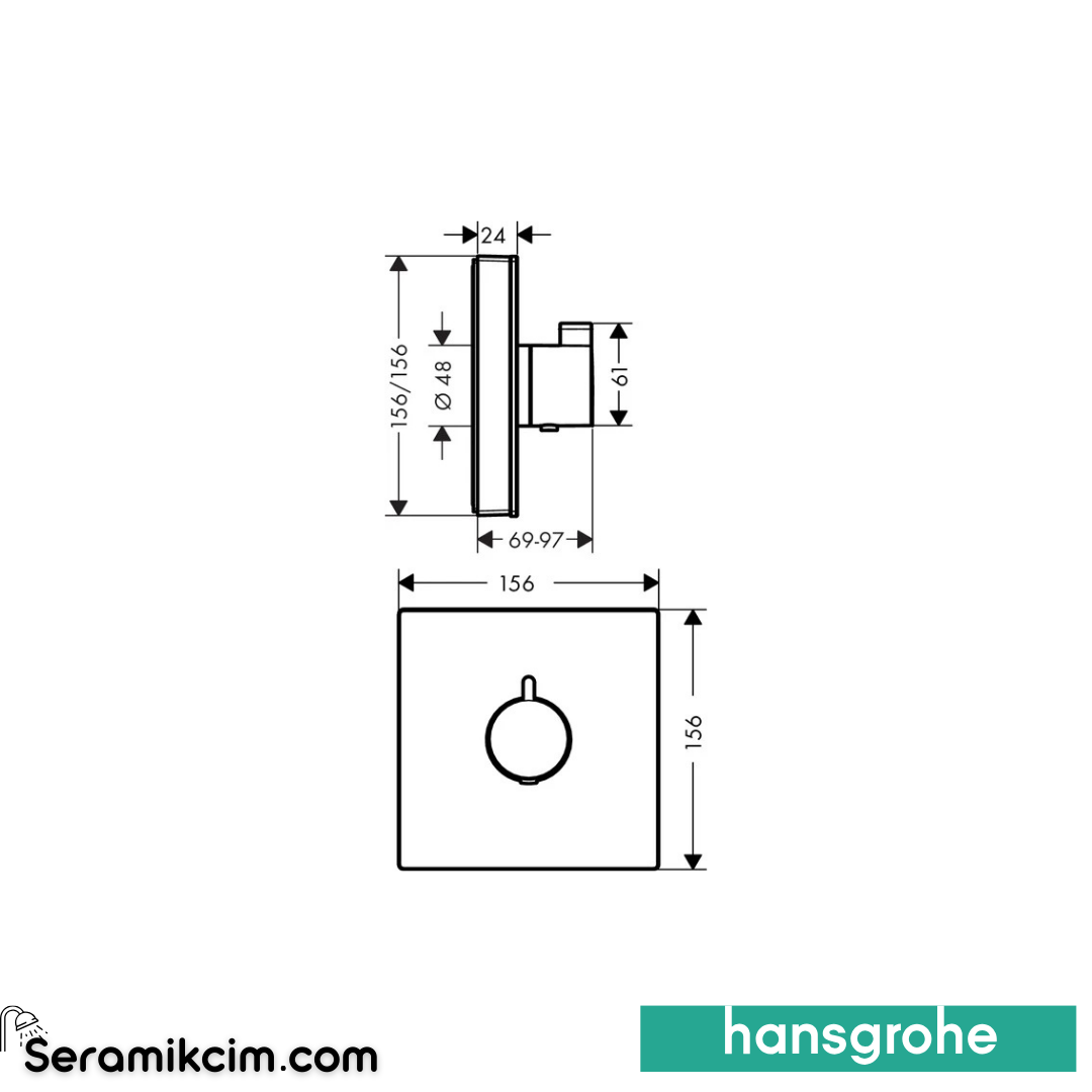 Hansgrohe Showerselect Glass Max Termostatik Banyo Bataryası Beyaz-Krom 15734400
