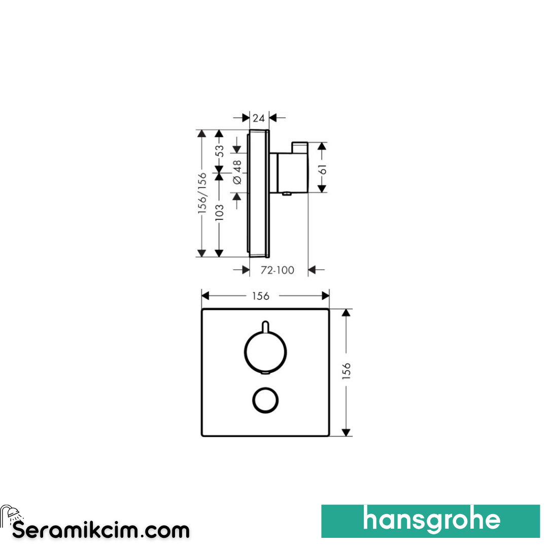 Hansgrohe Showerselect Glass Mer Termostatik Ankastre Duş Bataryası Beyaz-Krom 15735400