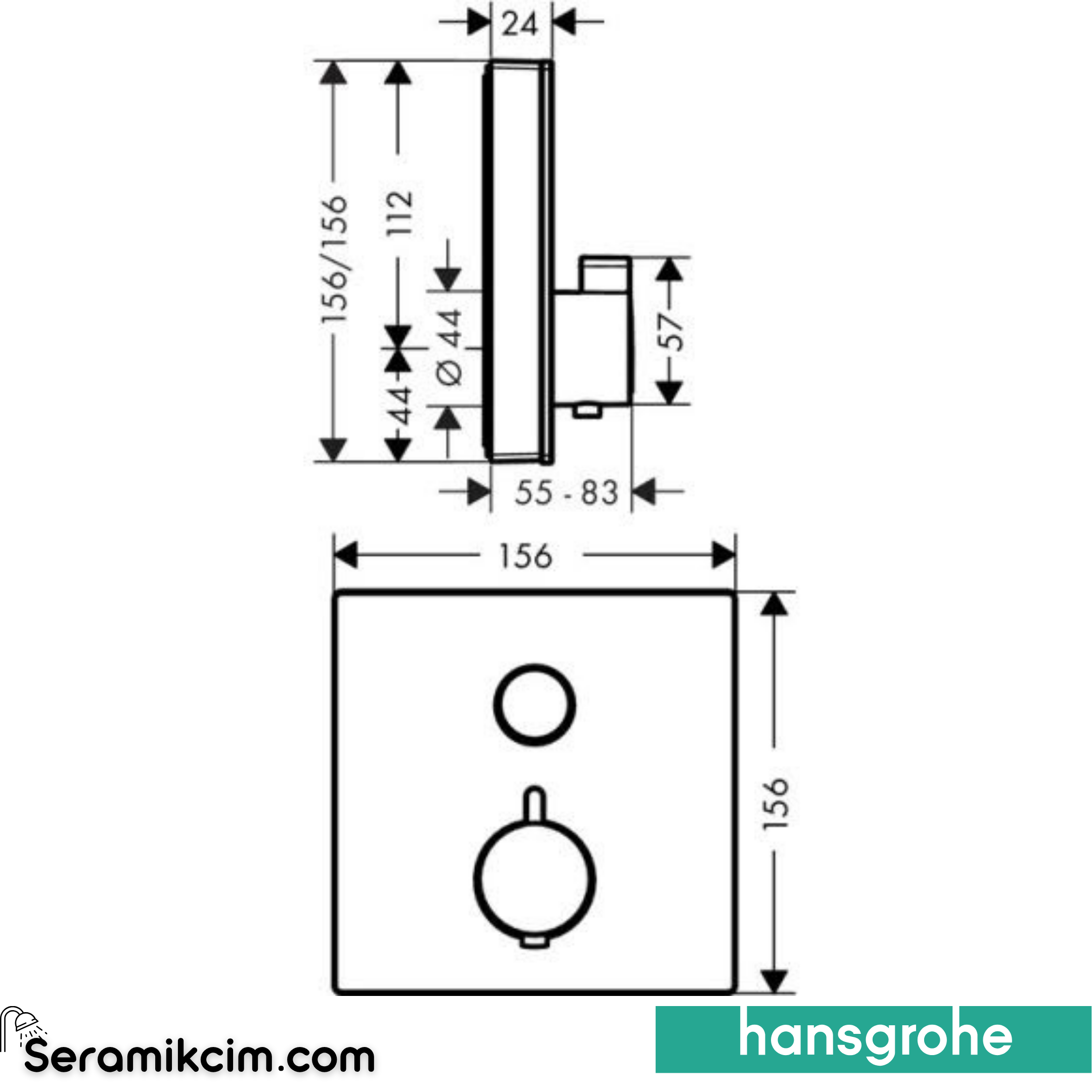 Hansgrohe Showerselect Glass Termostatik Banyo Bataryası 1 Çıkış Beyaz 15737400