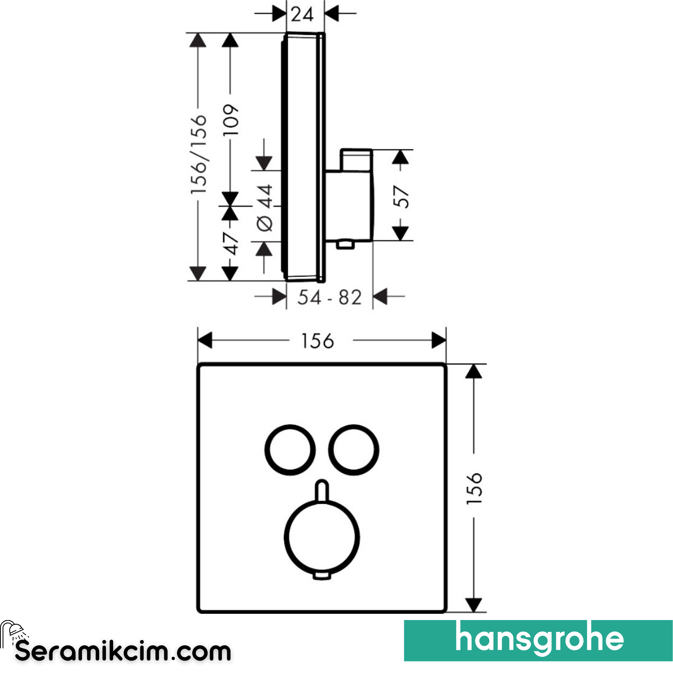 Hansgrohe Showerselect Glass Termostatik Banyo Bataryası Ankastre 2 Çıkış Beyaz 15738400