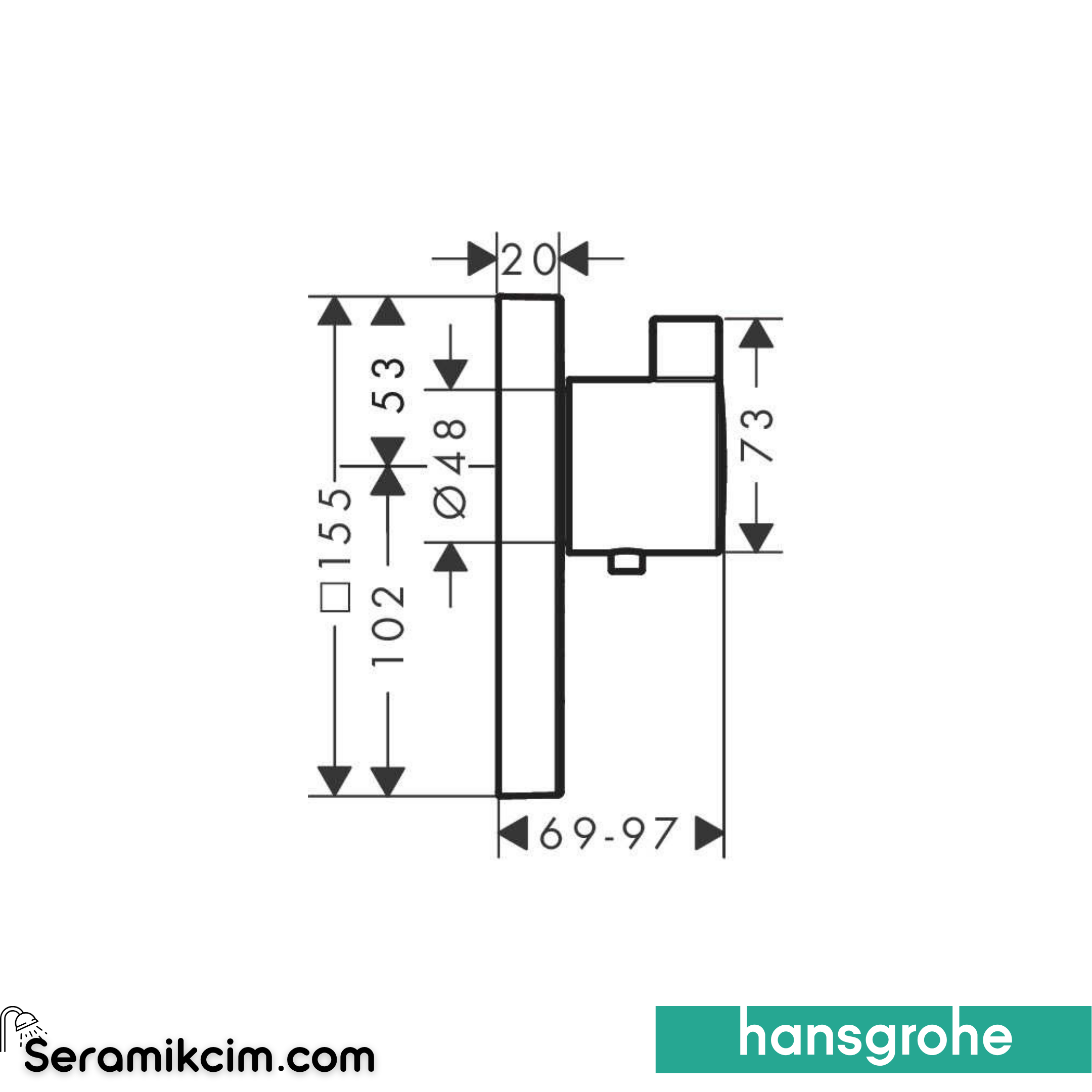 Hansgrohe Showerselect Max Termostatik Entegre Valf İle Krom 15761000