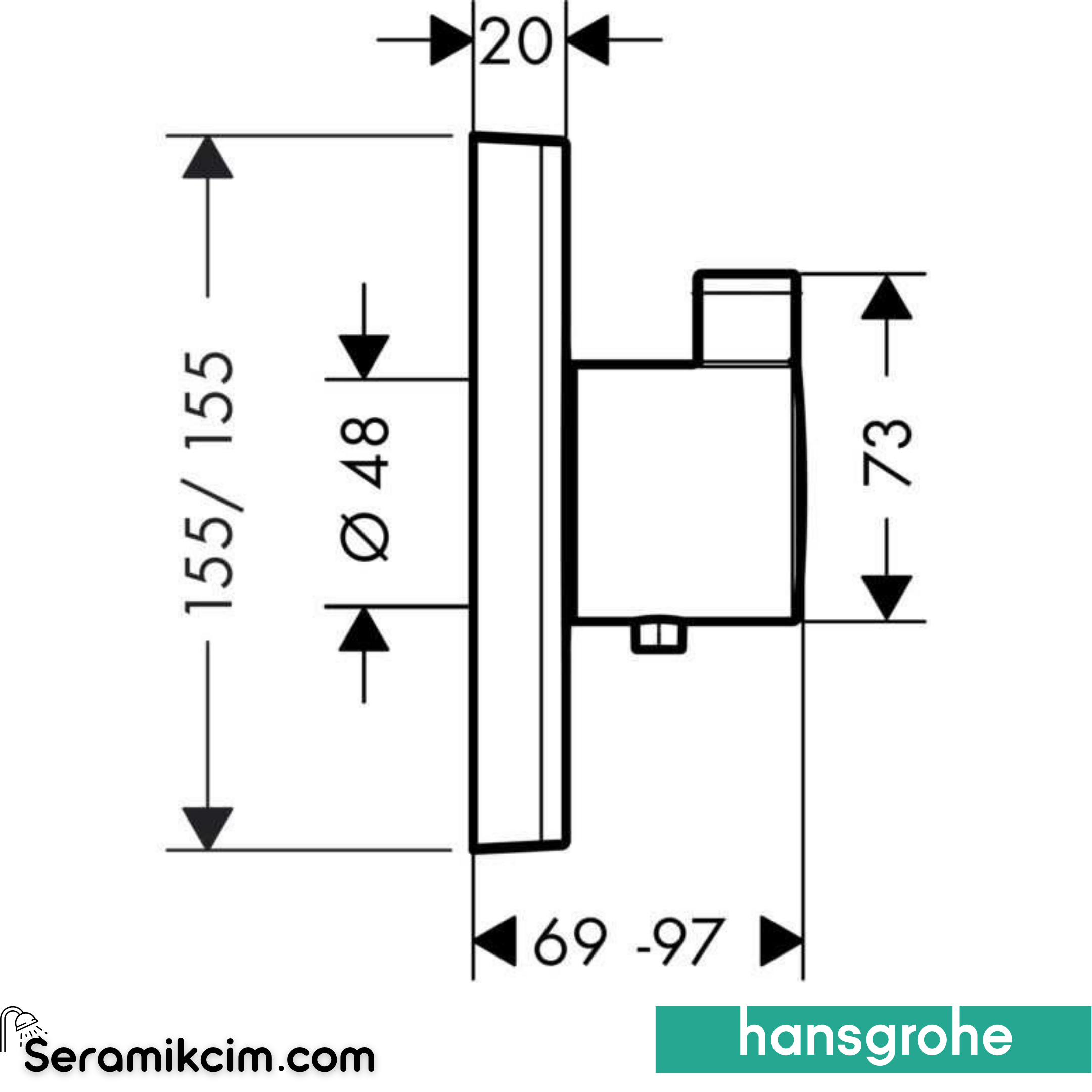Hansgrohe Showerselect Max Termostatik Mat Siyah 15760670