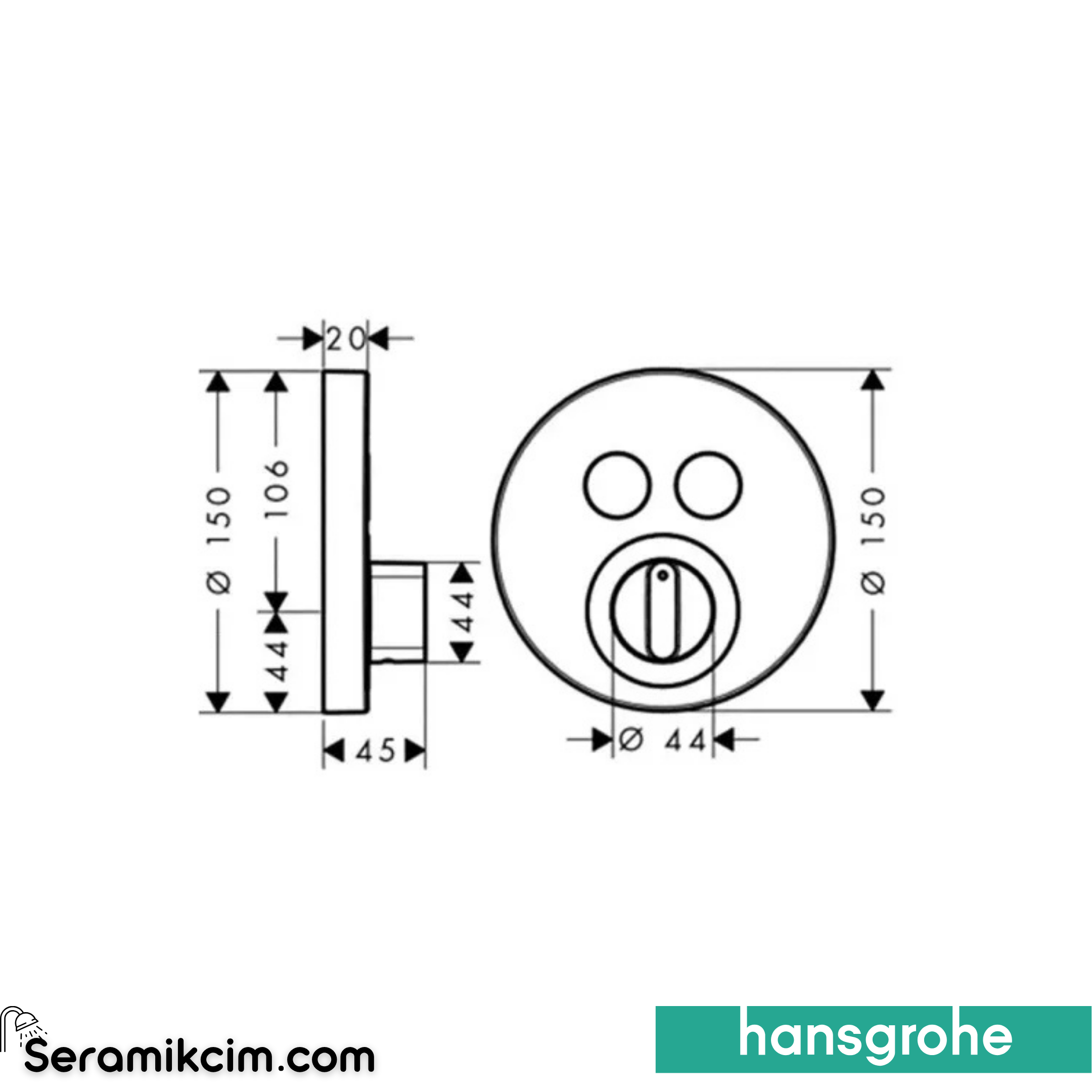Hansgrohe Showerselect S Mix Bataryası 2 Çıkışlı Yuvarlak Krom 15748000