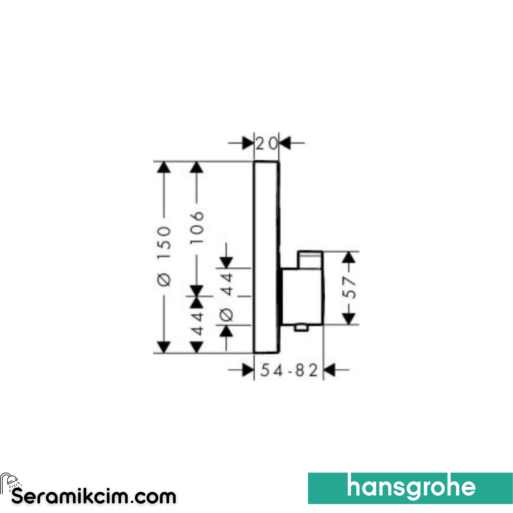 Hansgrohe Showerselect S Termostatik Banyo Bataryası 1 Çıkış Yuvarlak Krom 15744000