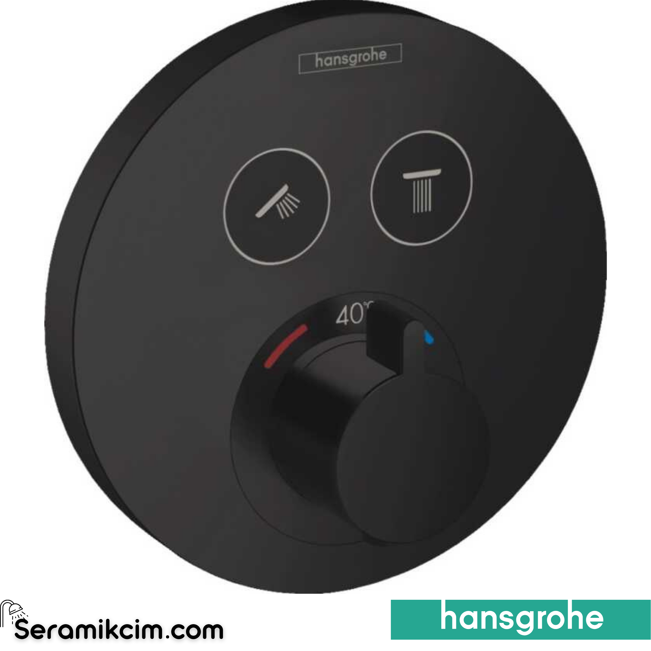 Hansgrohe Showerselect Termostatik Banyo Bataryası 2 Çıkışlı Yuvarlak Mat Siyah 15743670