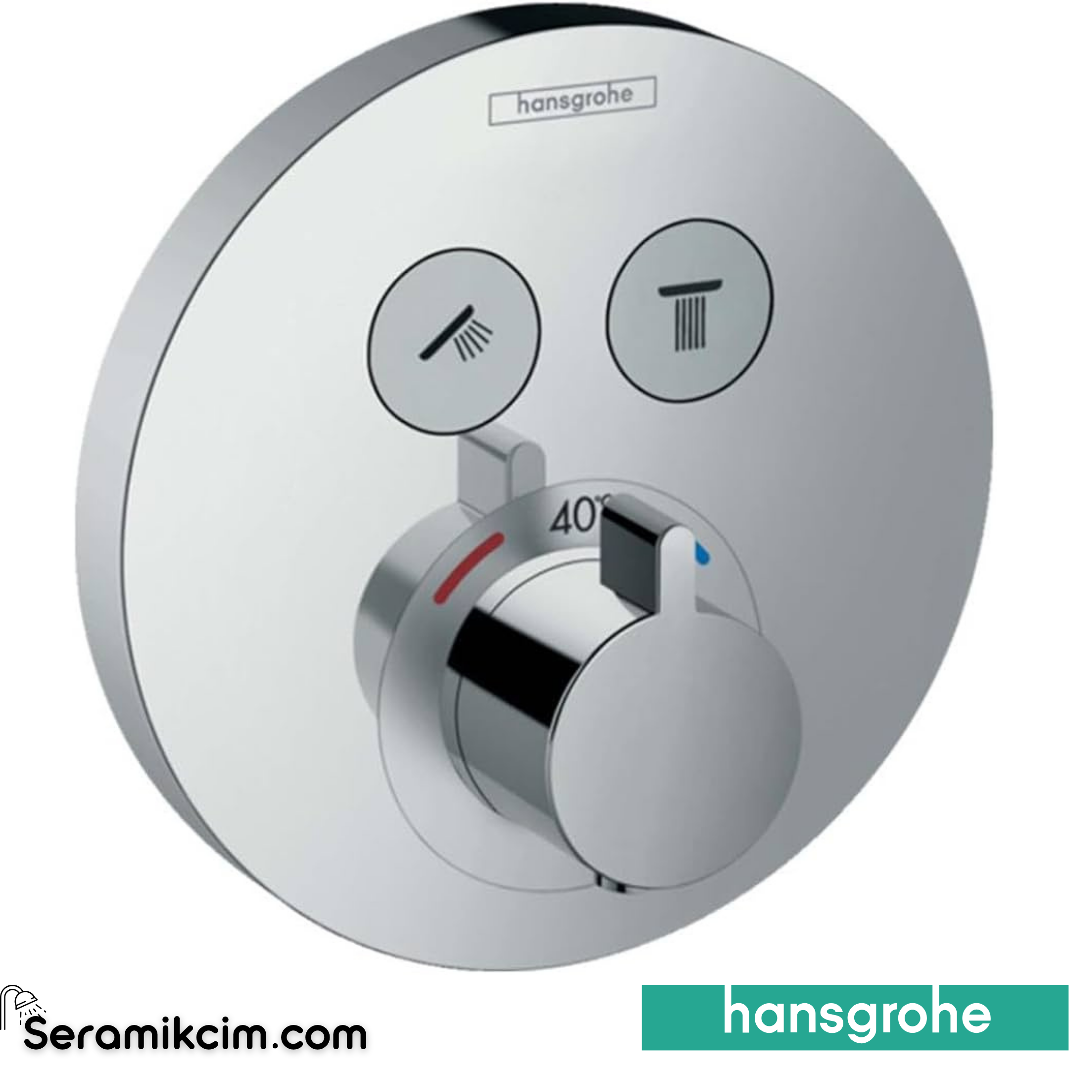 Hansgrohe Showerselect Termostatik Banyo Bataryası 2Çıkışlı Yuvarlak Krom 15743000