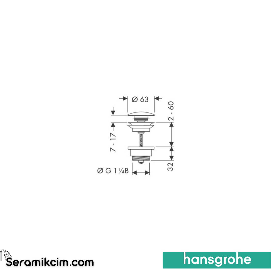 Hansgrohe Süzgeç Takımı Basmalı Lavabo Tapası Mat Beyaz 50100700