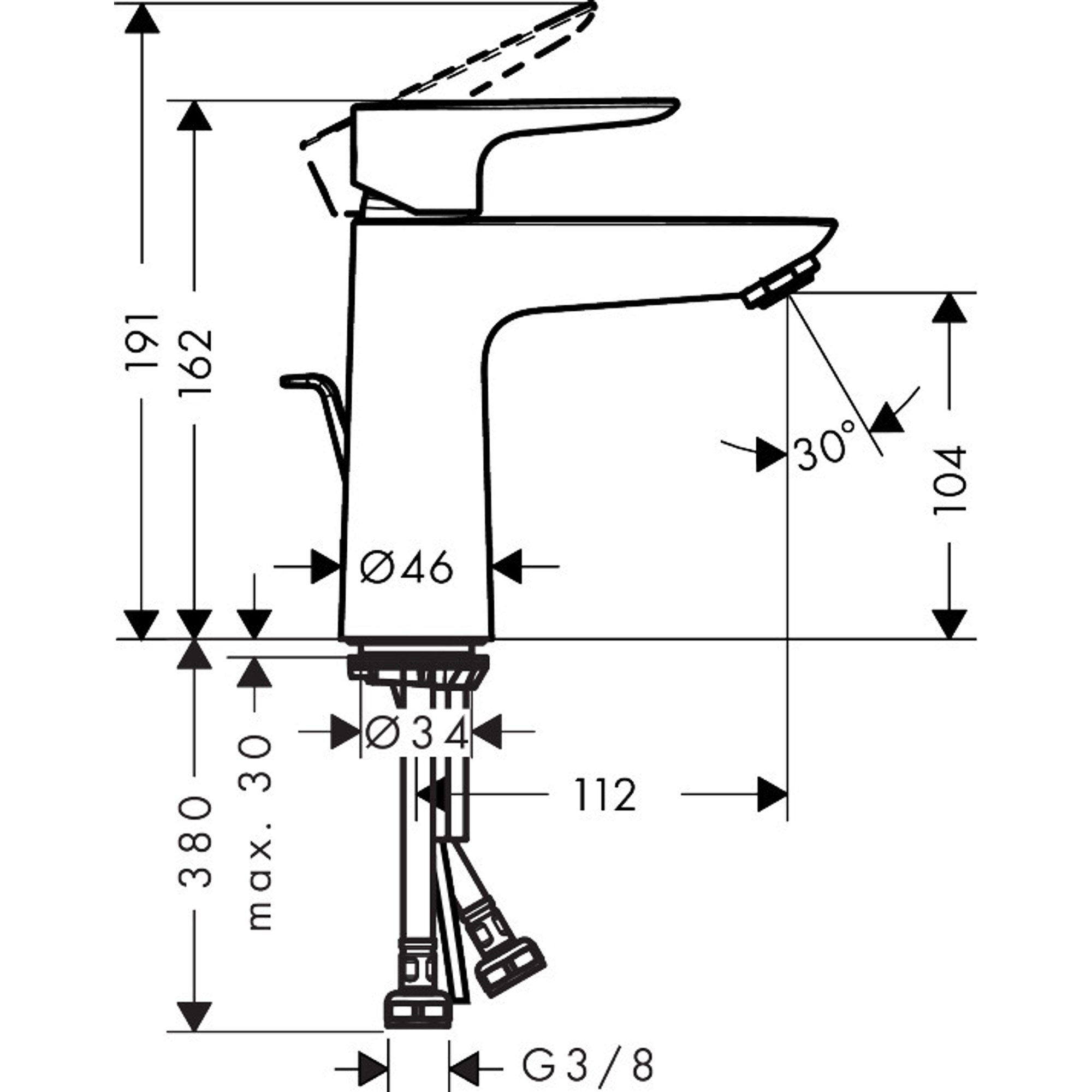 Hansgrohe Talis E 110 Lavabo Bataryası Coolstart Sifon Kumandalı 71713340