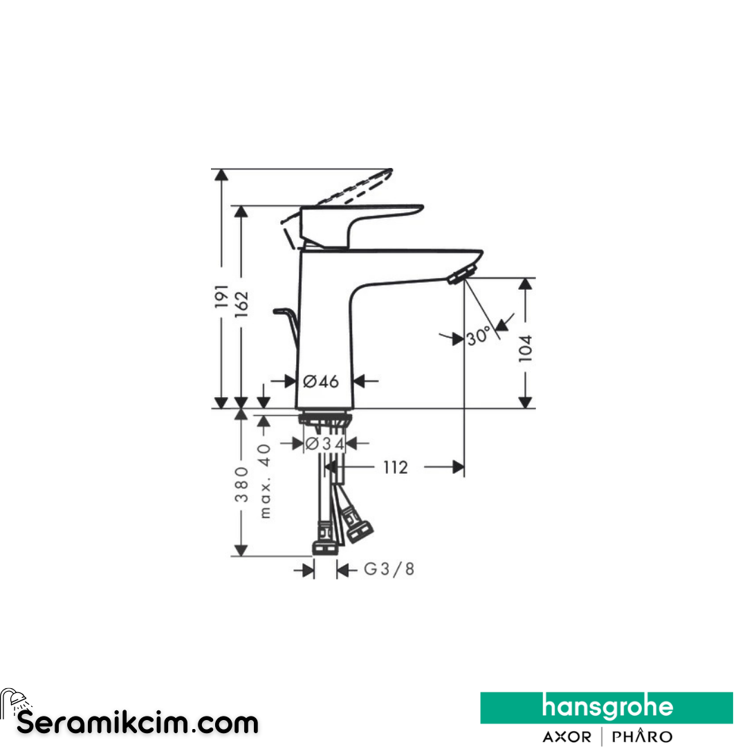 Hansgrohe Talis E 110 Lavabo Bataryası Coolstart Sifon Kumandalı Mat Bronz 71713140