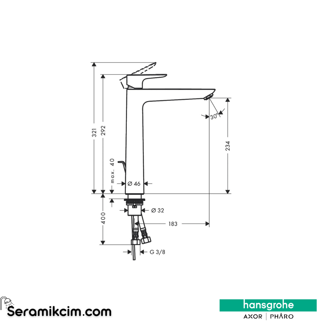 Hansgrohe Talis E 240 Çanak Lavabo Bataryası 240, Sifon Kumandalı,Parlak Altın 71716990