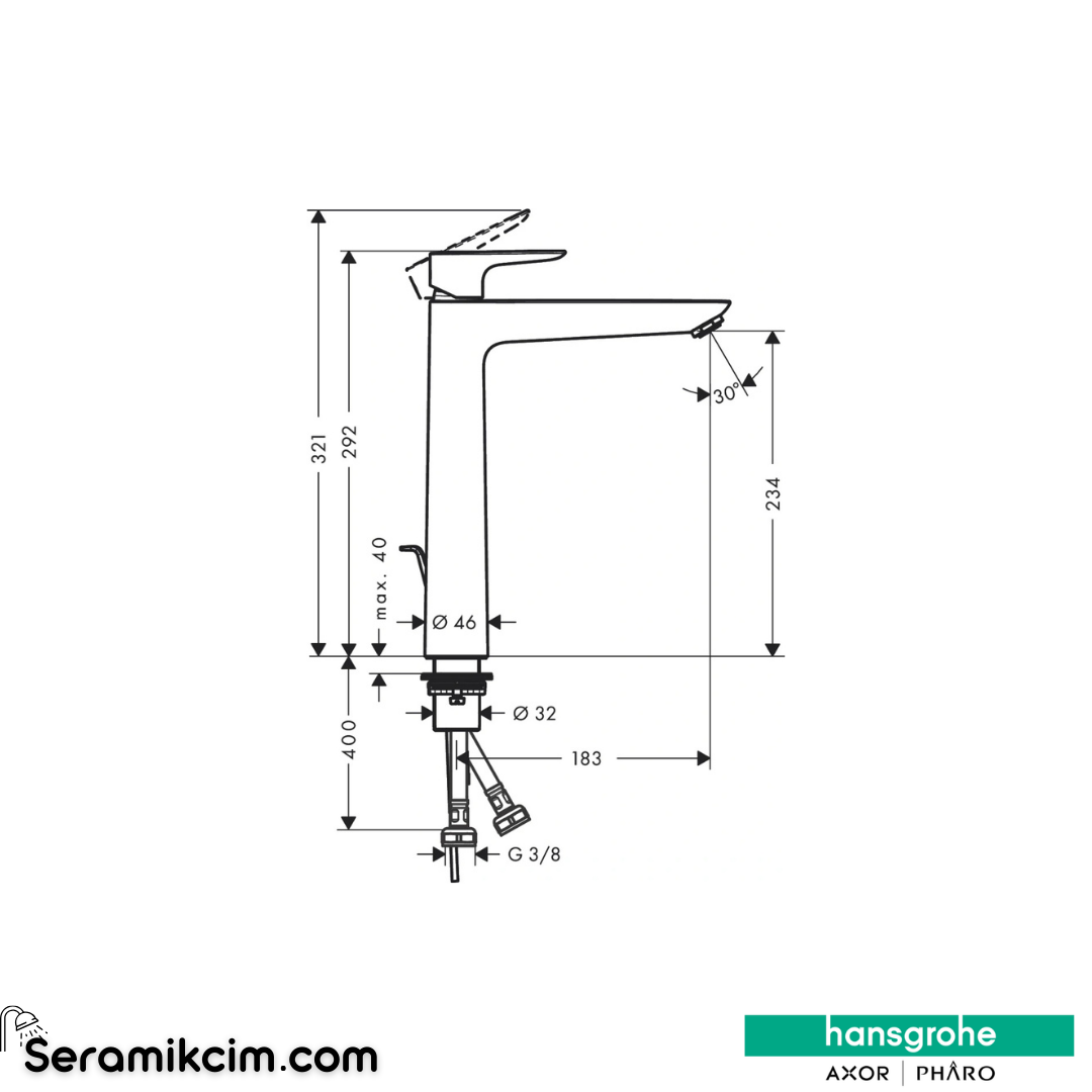 Hansgrohe Talis E 240 Çanak Lavabo Bataryası Sifon Kumandalı Mat Beyaz 71716700