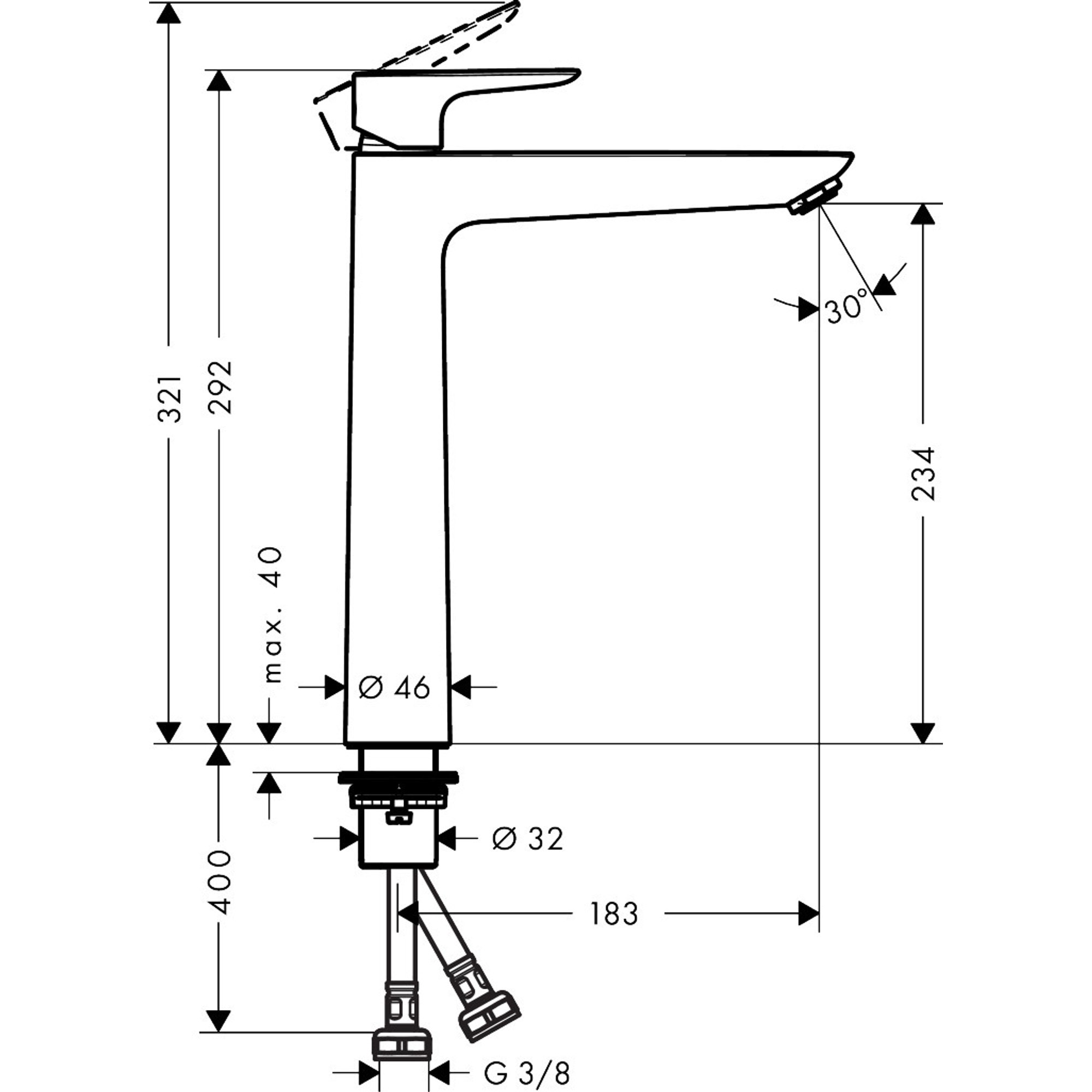 Hansgrohe Talis E 240 Lavabo Bataryası Mat Siyah 71717670