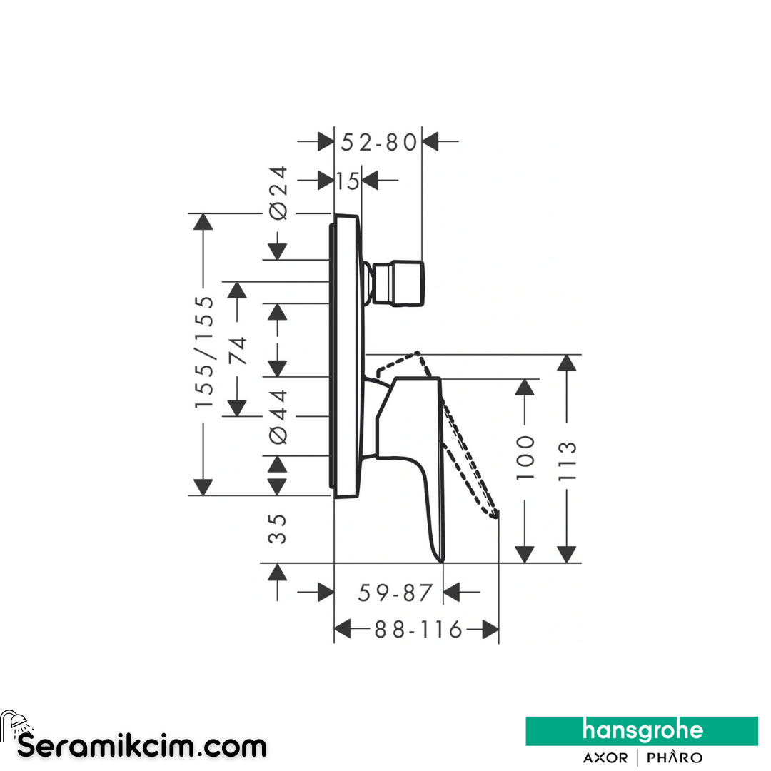 Hansgrohe Talis E Ankastre Banyo Bataryası Mat Beyaz 71745700