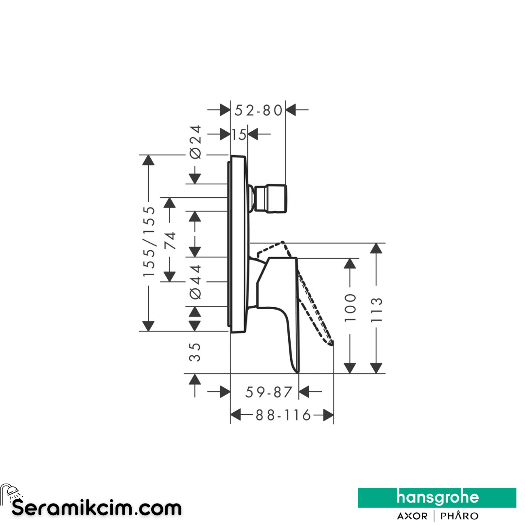 Hansgrohe Talis E Ankastre Banyo Bataryası Mat Siyah Krom 71745340