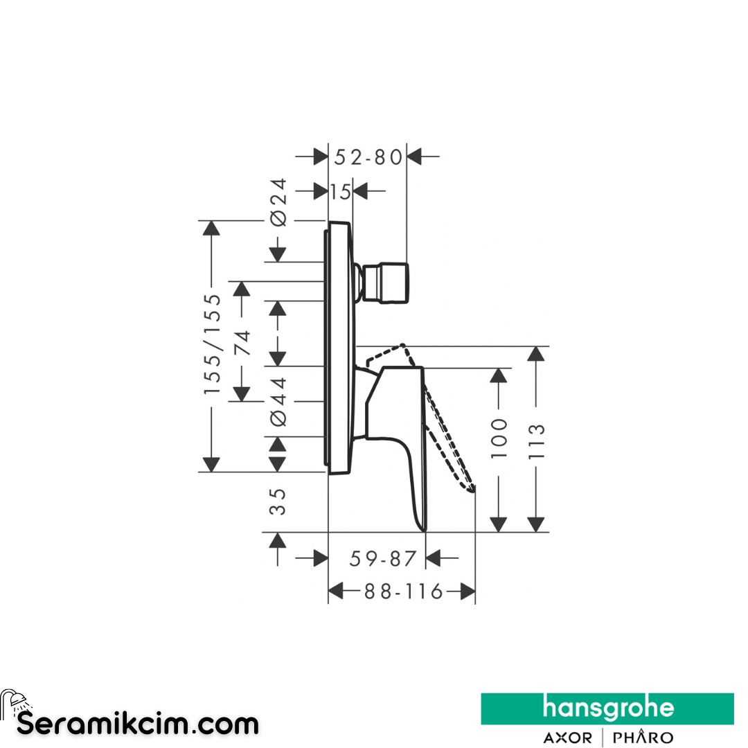 Hansgrohe Talis E Ankastre Banyo Bataryası Mat Bronz 71474140