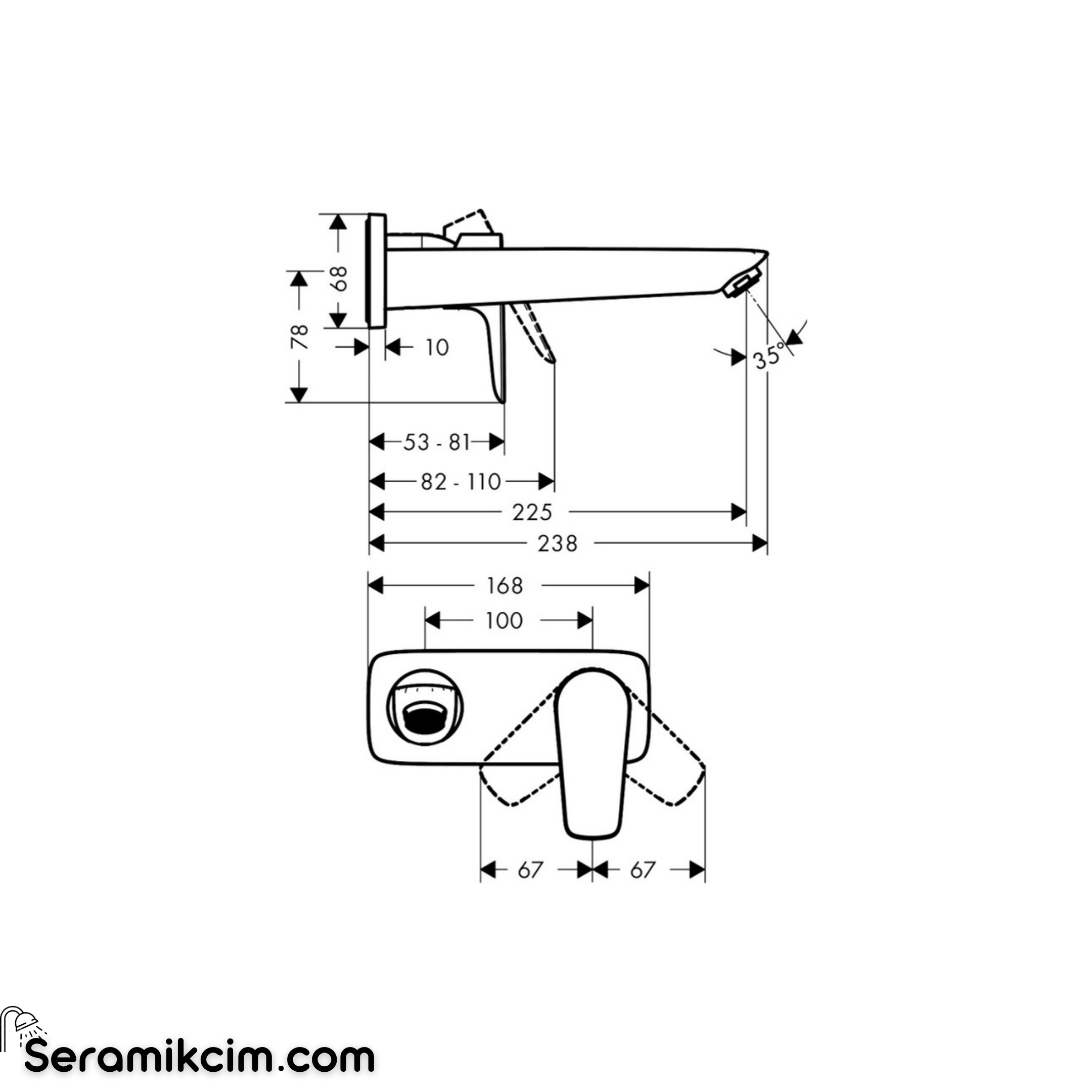 Hansgrohe Talis E Ankastre Lavabo Bataryası 225 Mat Siyah-Krom 71734340