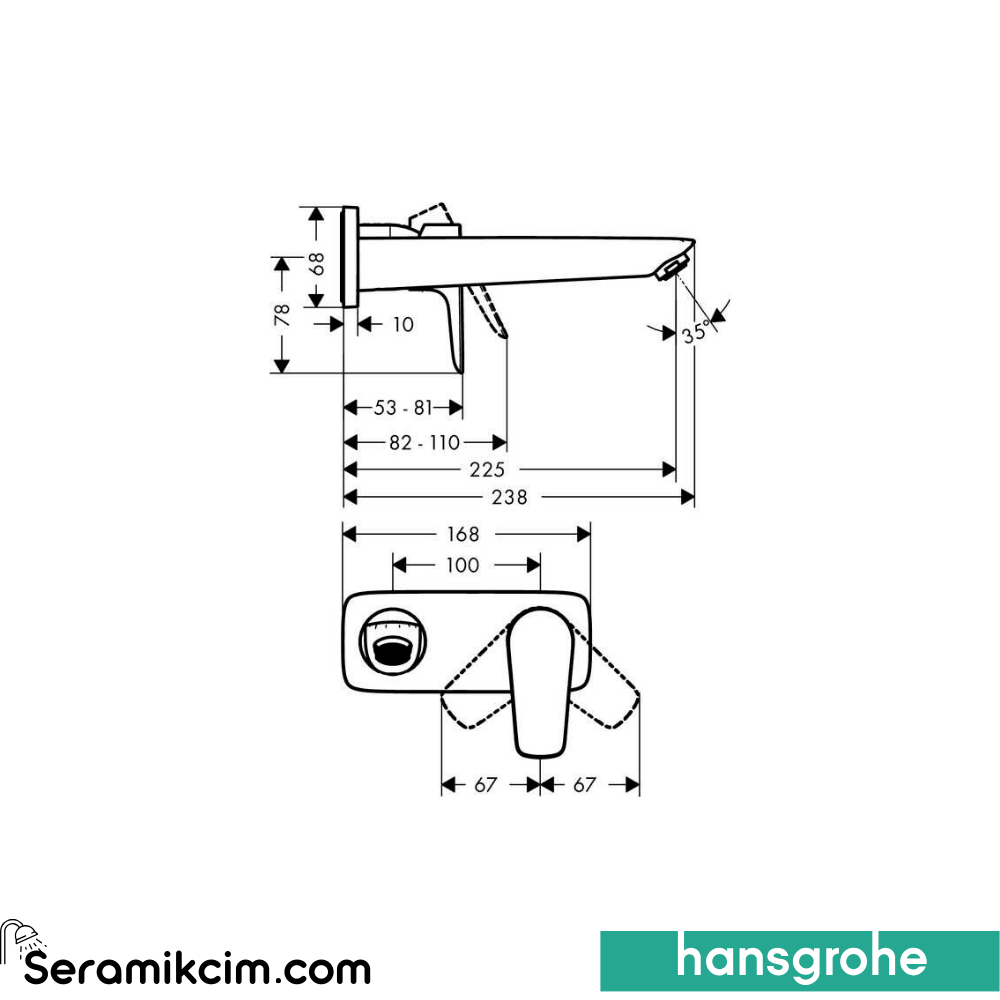 Hansgrohe Talis E Ankastre Lavabo Bataryası 225 Parlak Altın 71734990