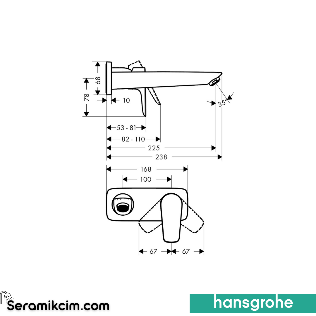 Hansgrohe Talis E Ankastre Lavabo Bataryası 225mm Krom 71734000