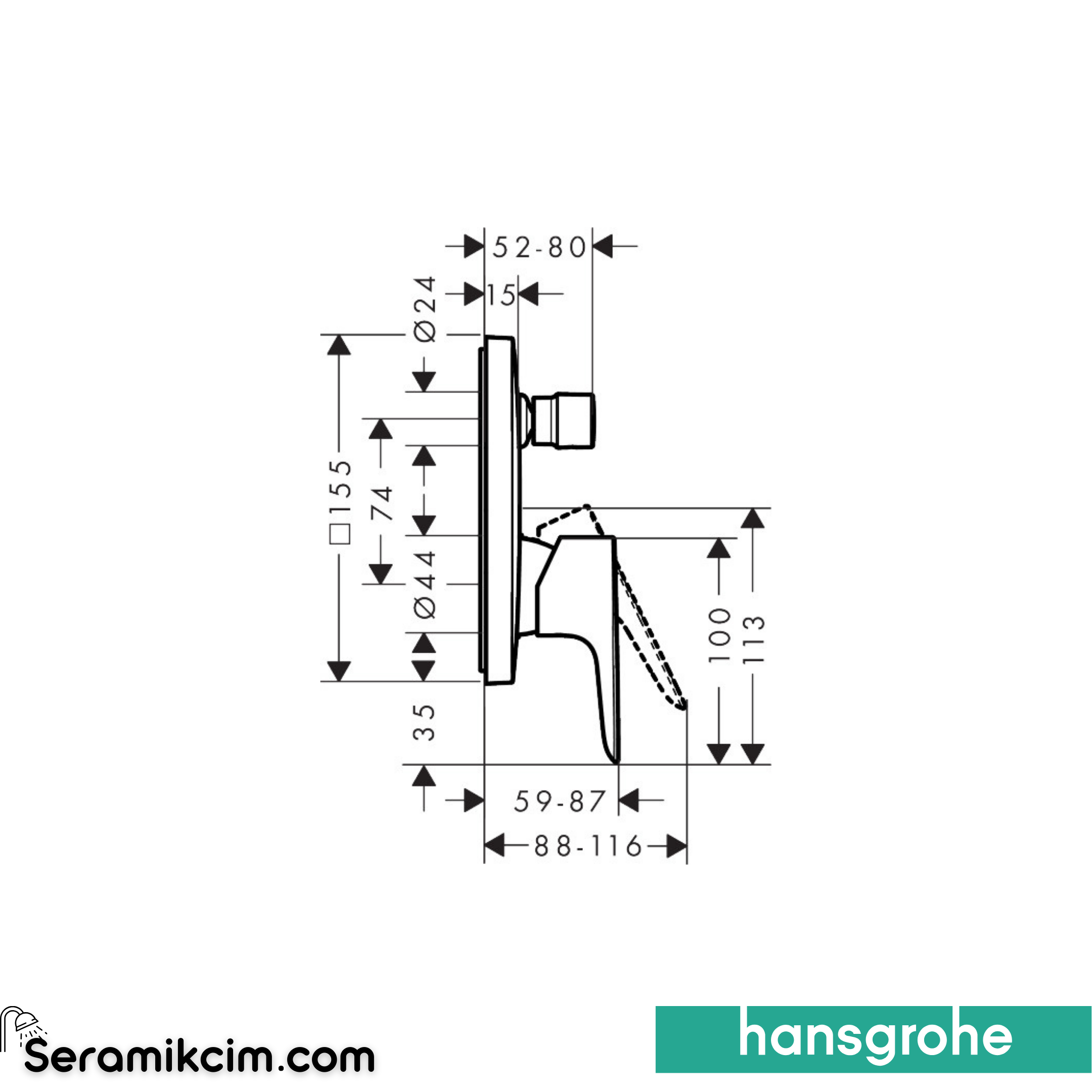 Hansgrohe Talis E Banyo Bataryası Ankastre 71745000