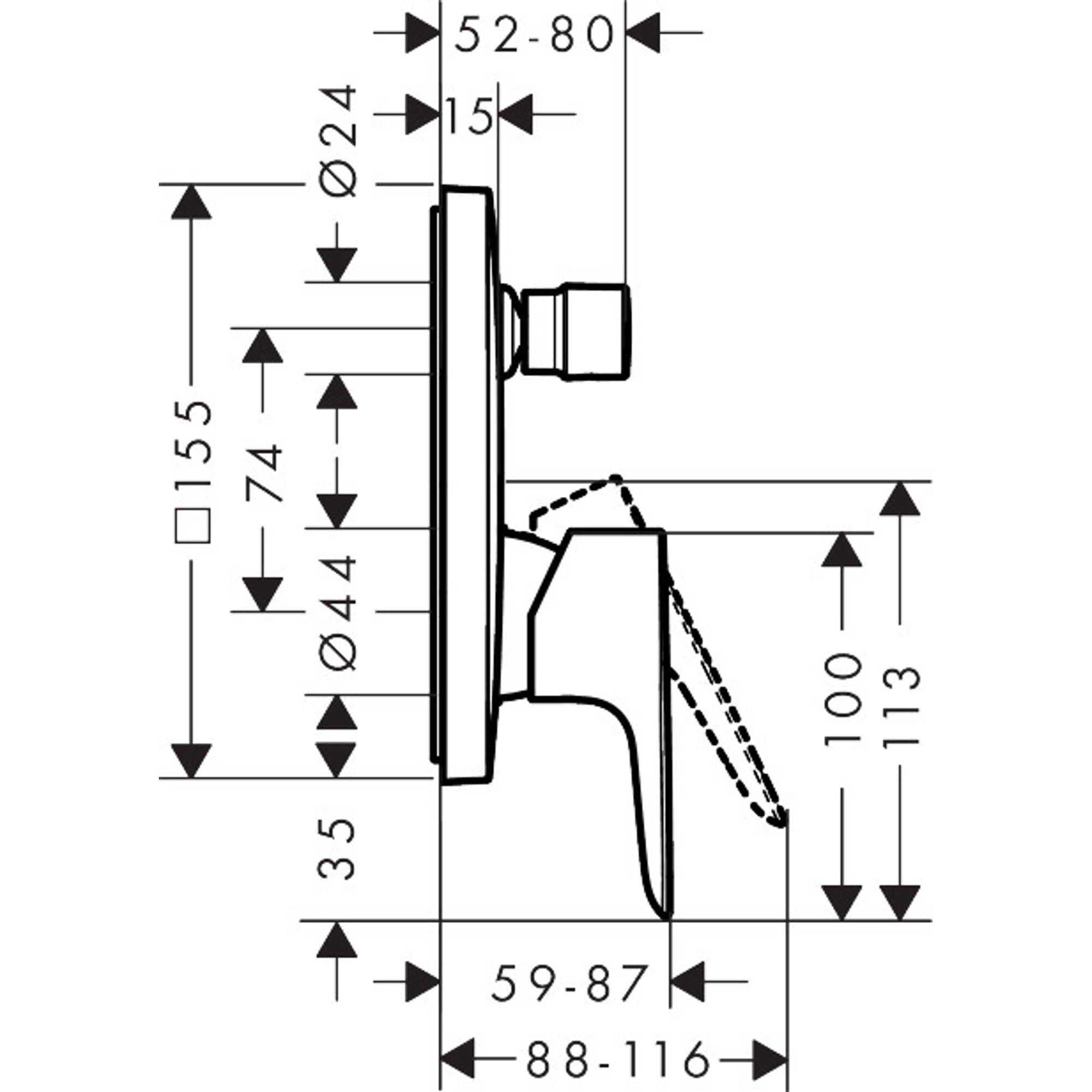 Hansgrohe Talis E Banyo Bataryası Ankastre Güv.Kar.Mat Siyah-Krom 71474340
