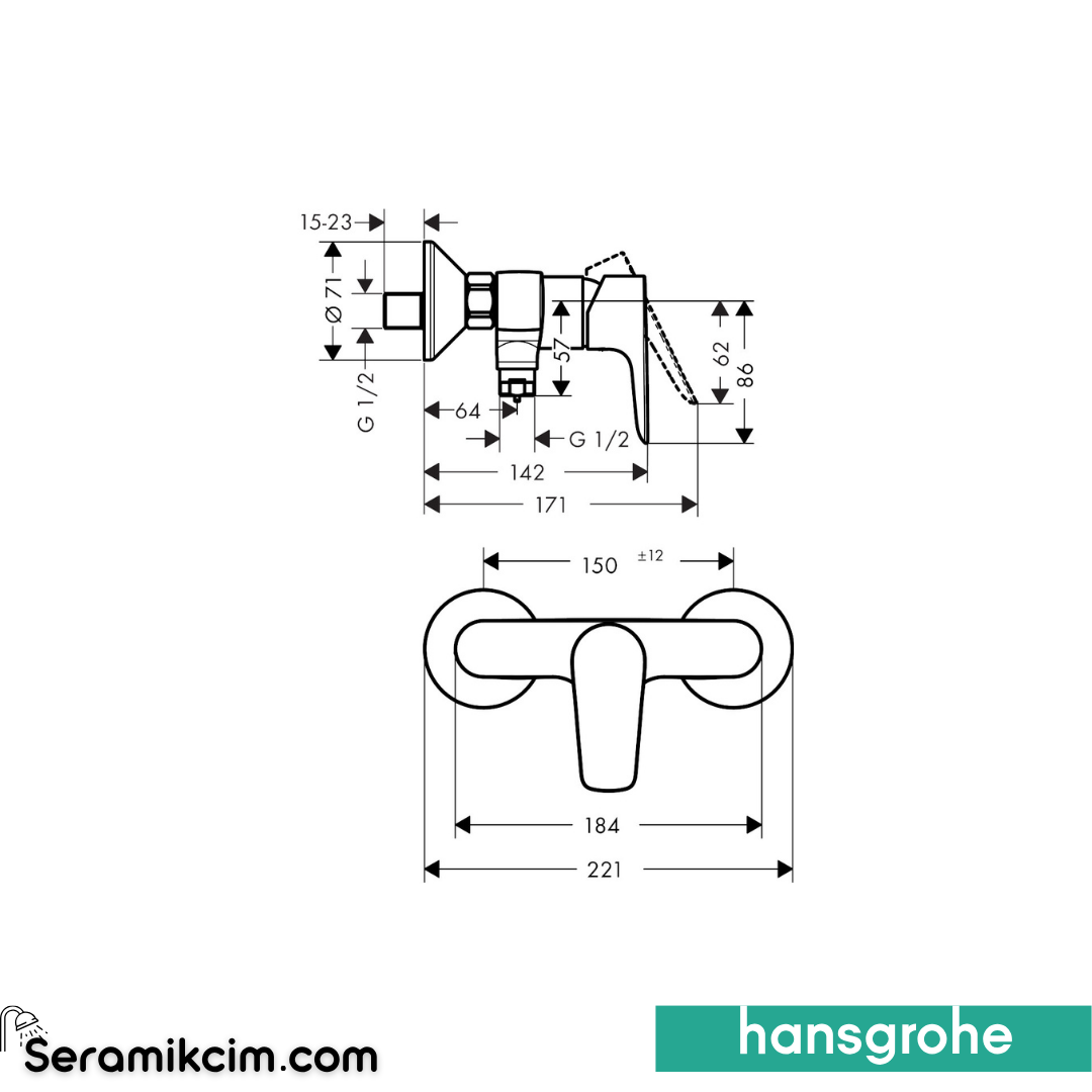 Hansgrohe Talis E Banyo Bataryası Krom 71760000