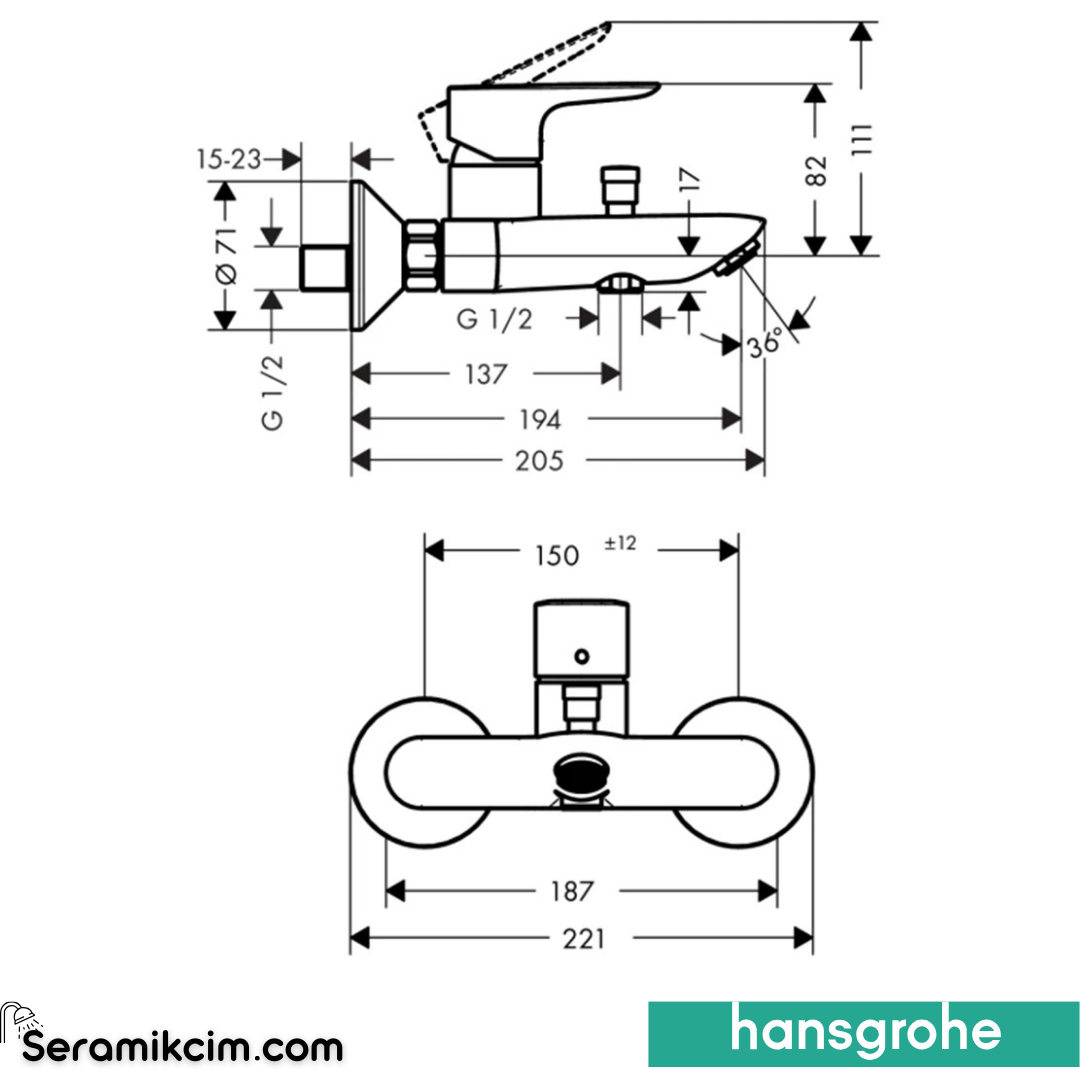 Hansgrohe Talis E Banyo Bataryası Parlak Altın 71740990