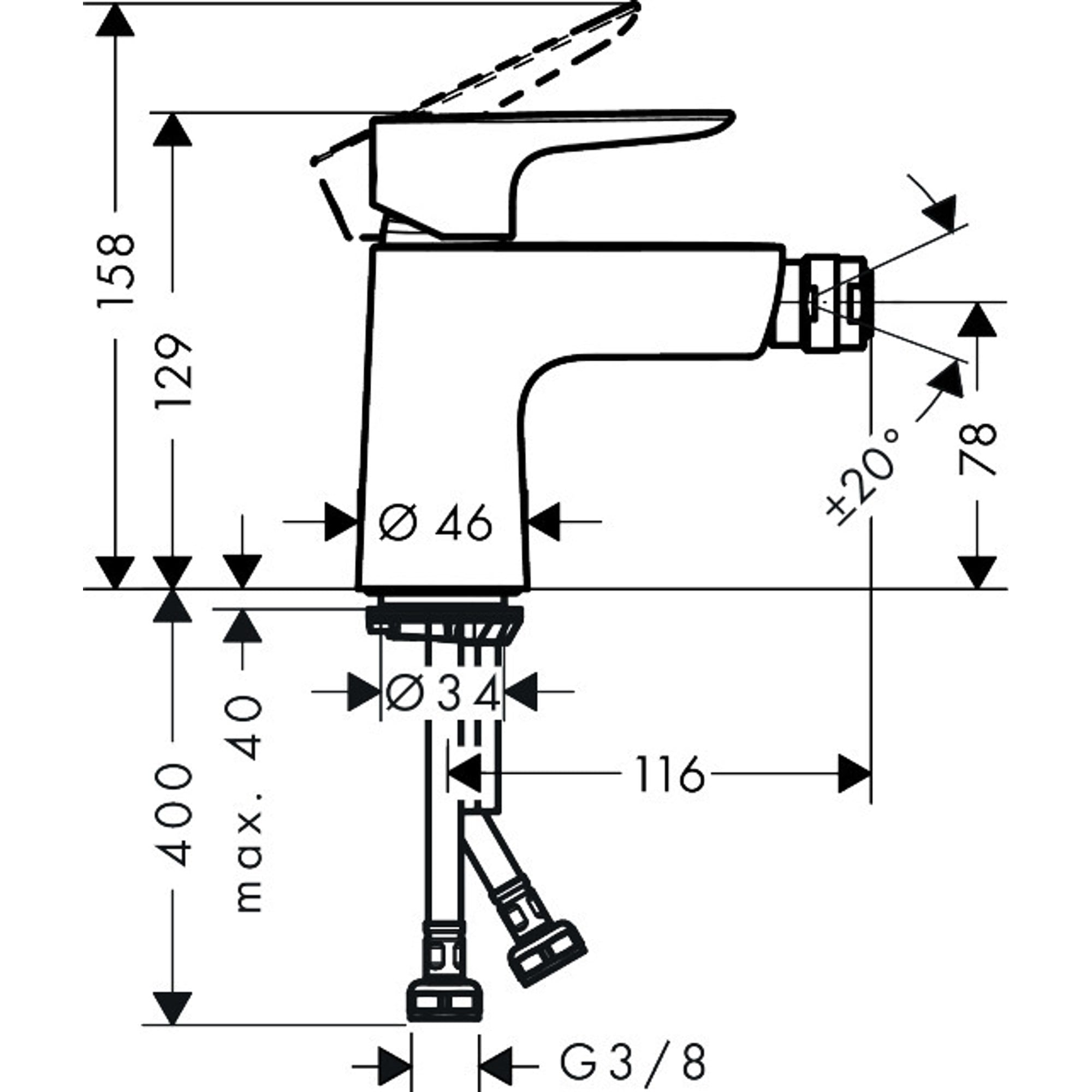Hansgrohe Talis E Bide Bataryası , Bas-Aç Gider Seti İle 71721000