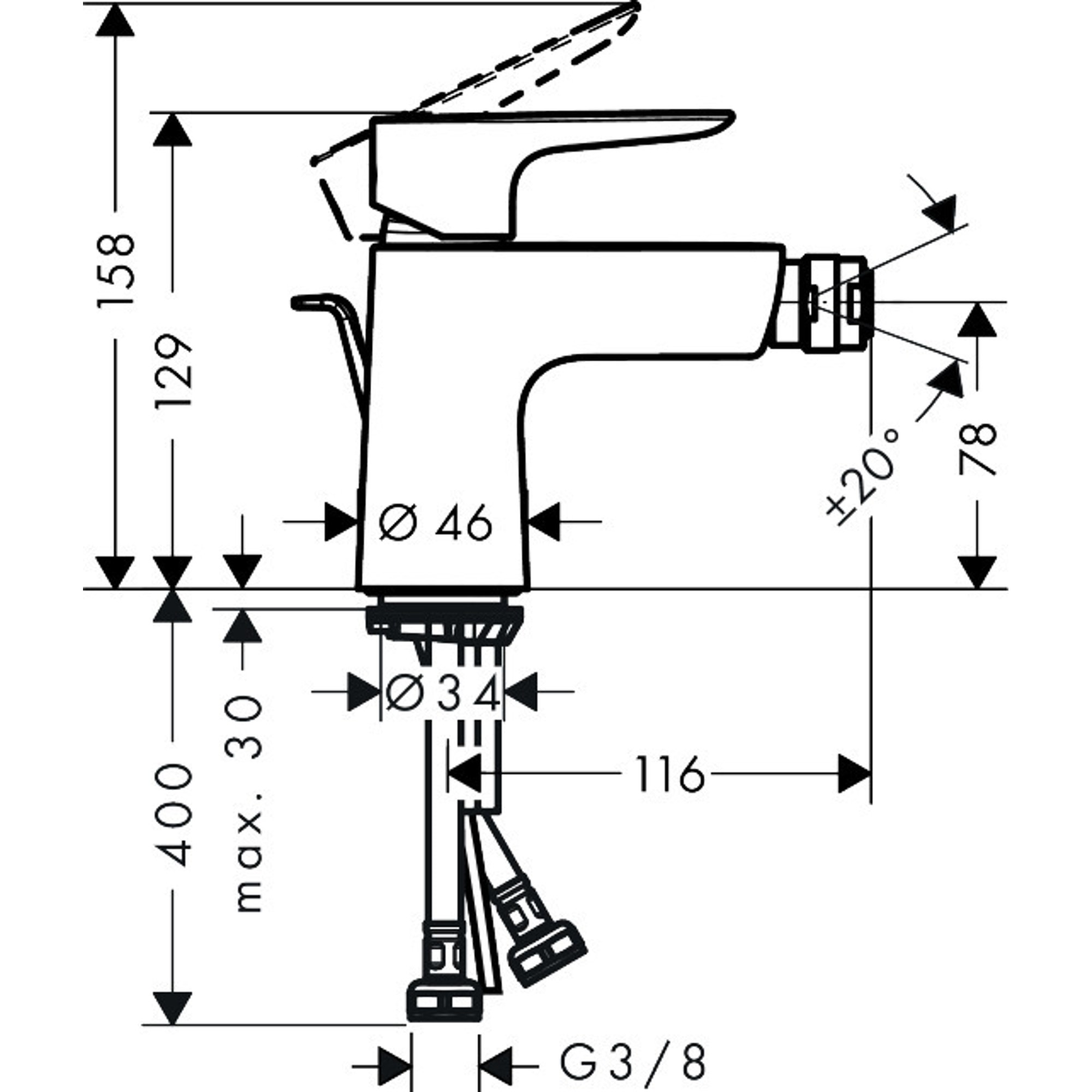 Hansgrohe Talis E Bide Bataryası , Sifon Kumandalı 71720000