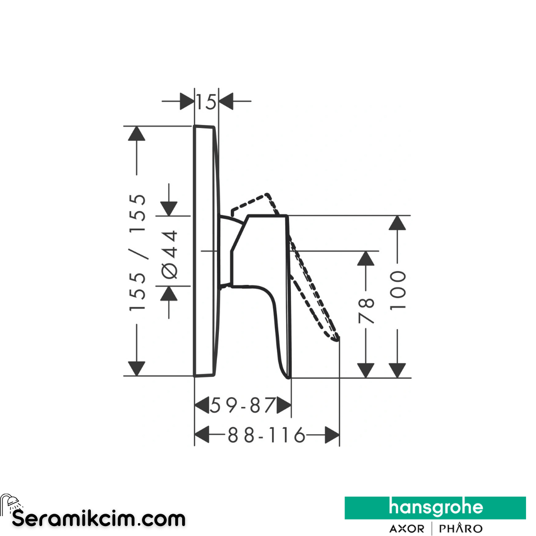 Hansgrohe Talis E Duş Bataryası Ankastre Mat Bronz 71765140
