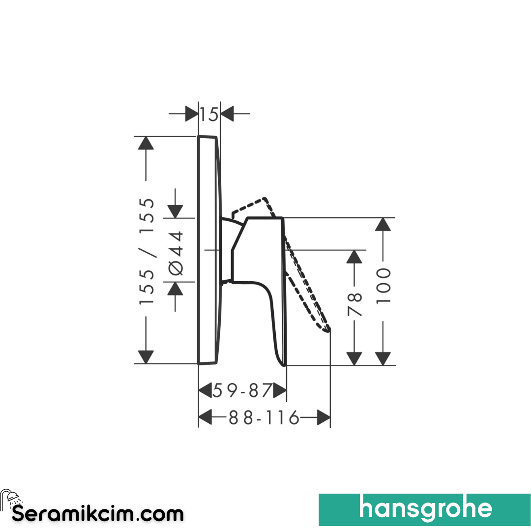 Hansgrohe Talis E Duş Bataryası Ankastre Mat Siyah-Krom 71765340