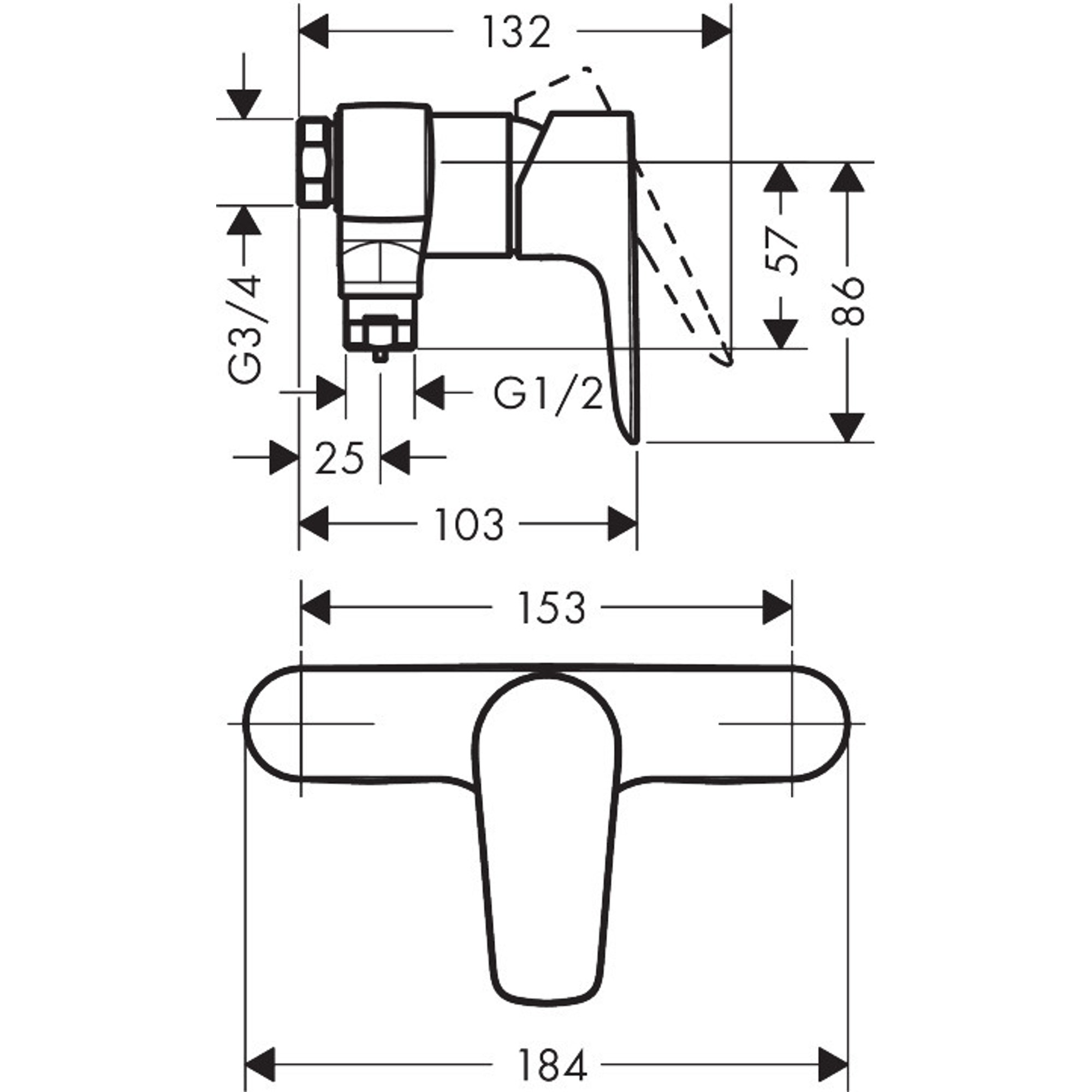 Hansgrohe Talis E Duş Bataryası Aplike Krom 71761000