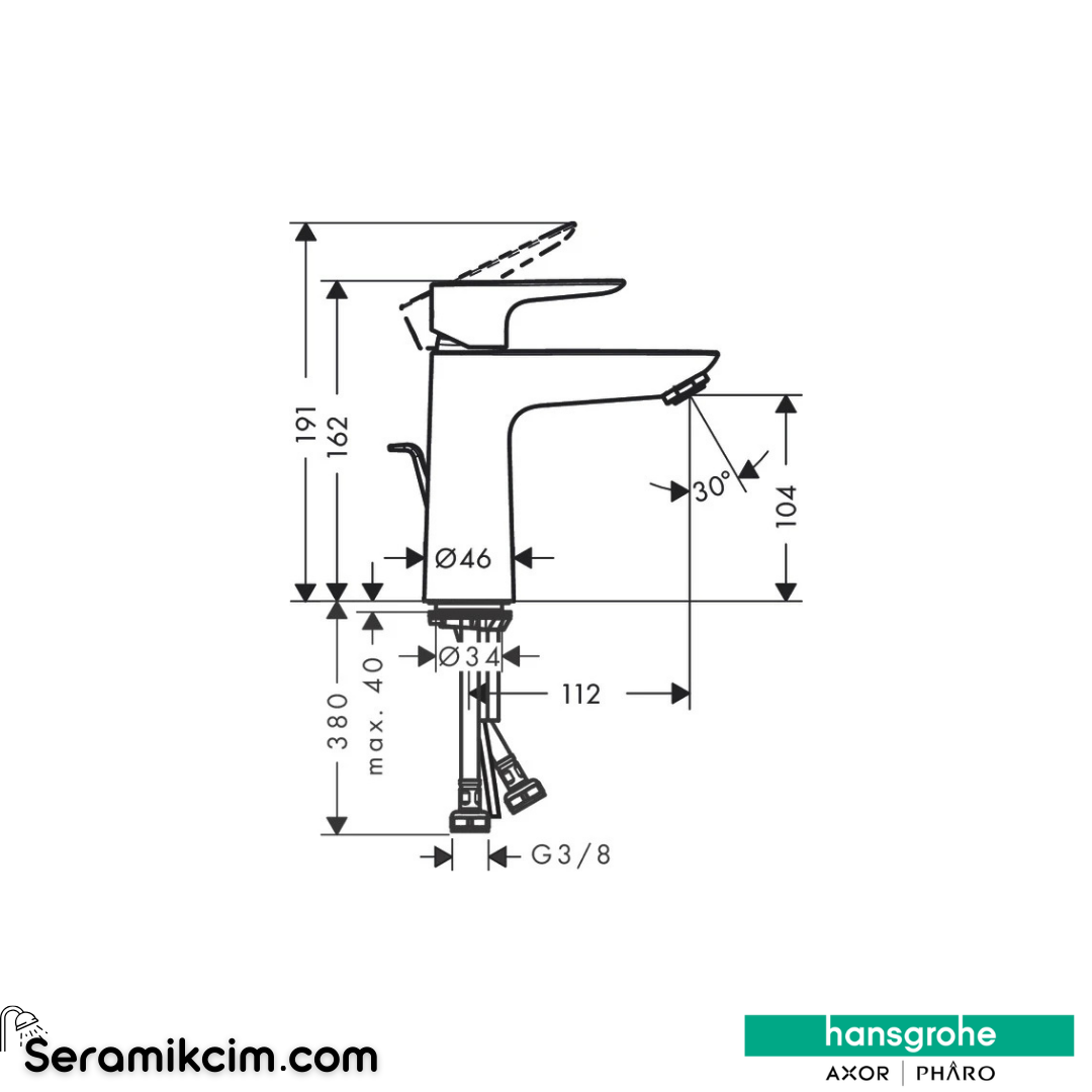 Hansgrohe Talis E Lavabo Bataryası 110 Sifon Kumandalı Parlak Altın 71710990