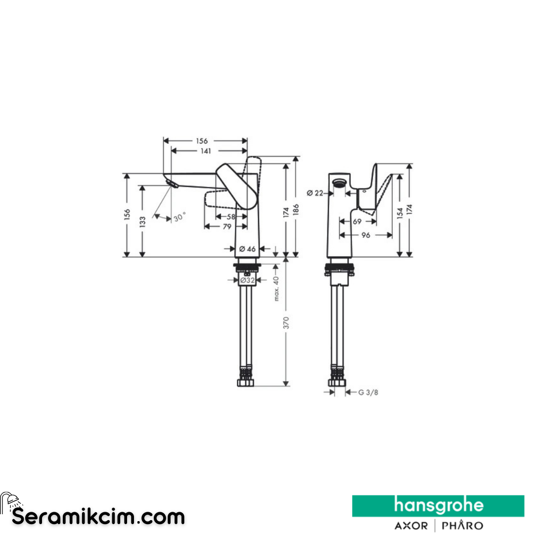 Hansgrohe Talis E Lavabo Bataryası 150 Krom 71755000