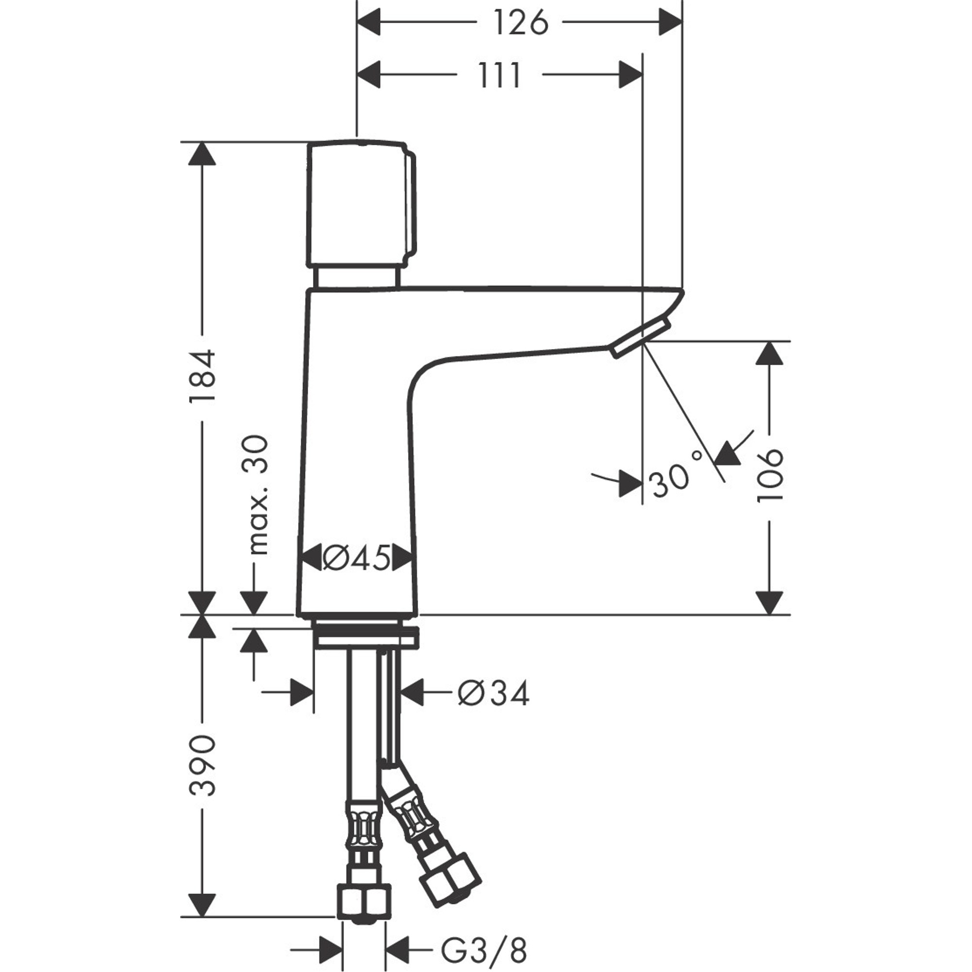 Hansgrohe Talis E Self-Closing Lavabo Bataryası Isı Ayarlı 71718000