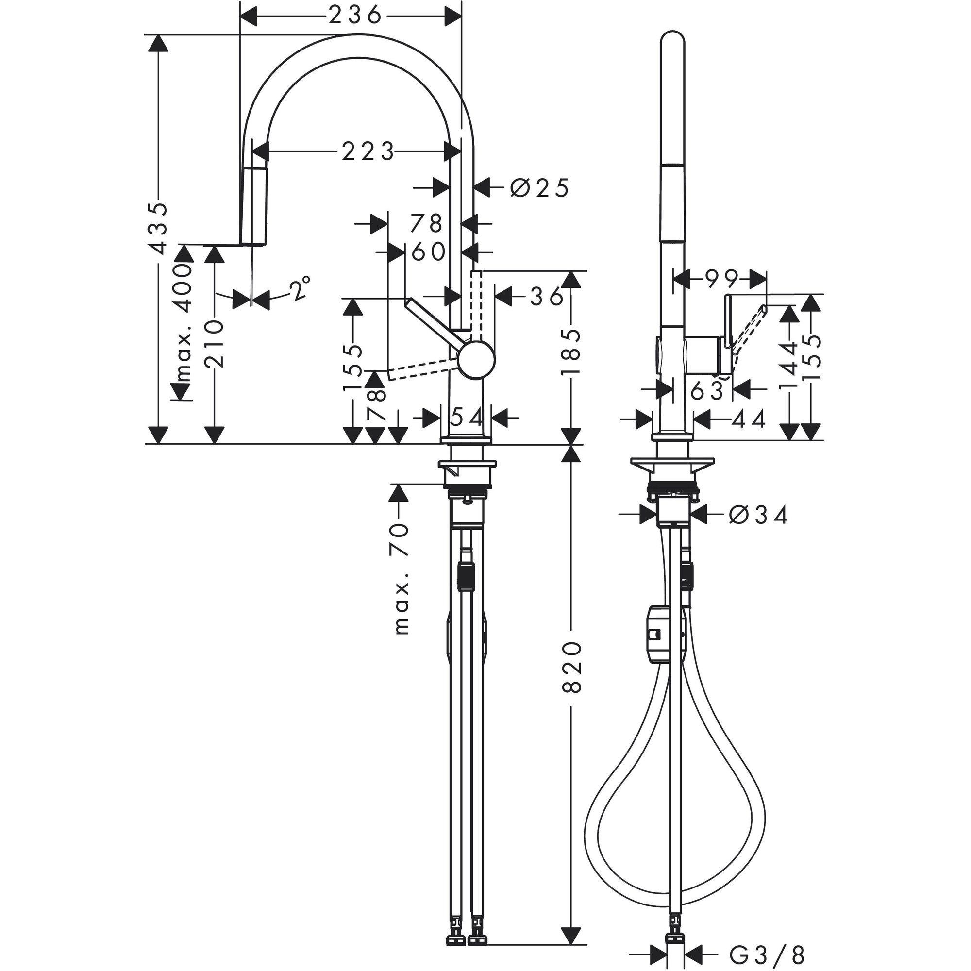 Hansgrohe Talis M54 Tekkoll Eviye Bataryası Çek. 1 Fonksiyonlu Krom 72802000