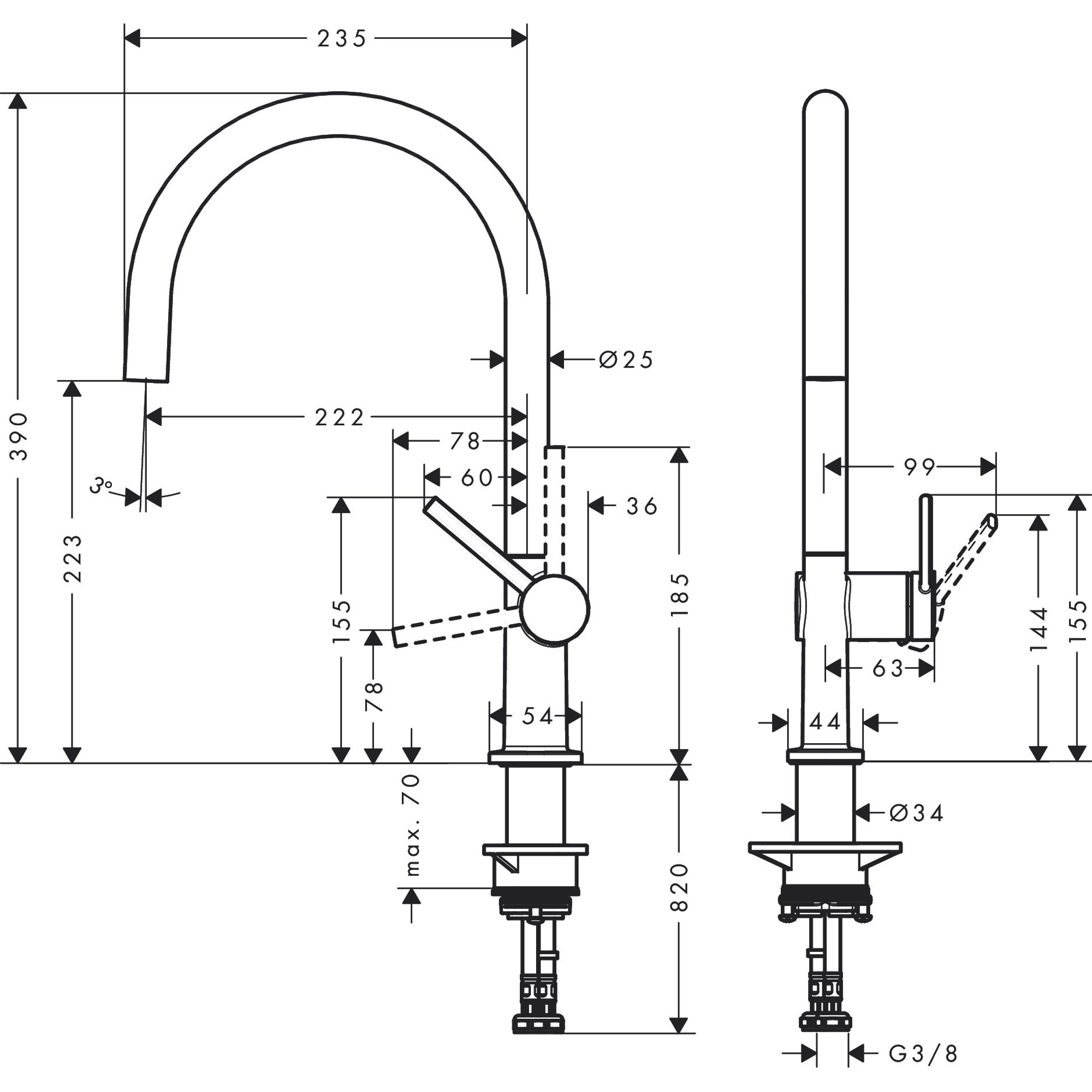 Hansgrohe Talis M541 Eviye Bataryası 220,1 Fonksiyonlu Mat Siyah 72804670
