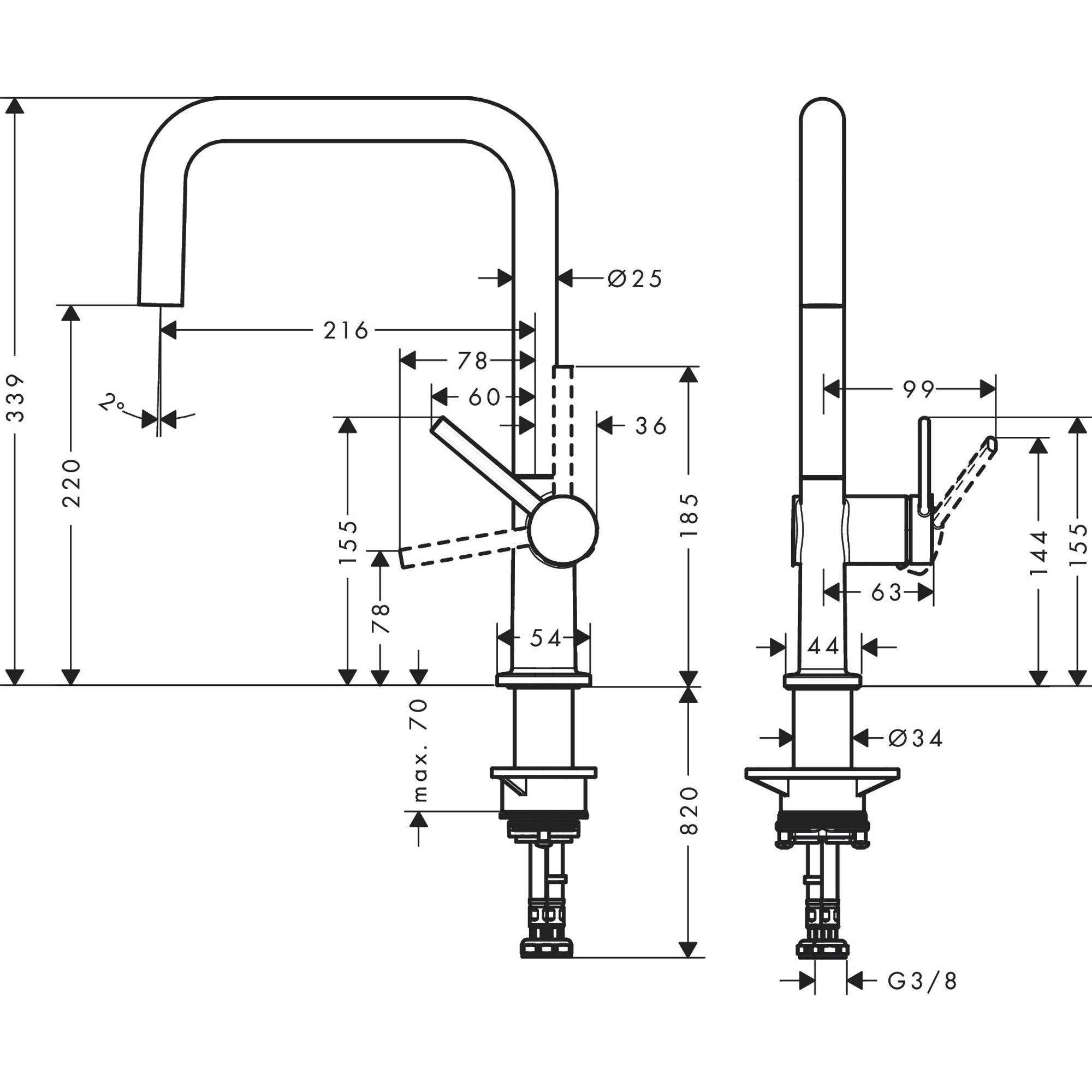 Hansgrohe Talis M541 Eviye Bataryası U 220,1 Fonksiyonlu Mat Siyah 72806670