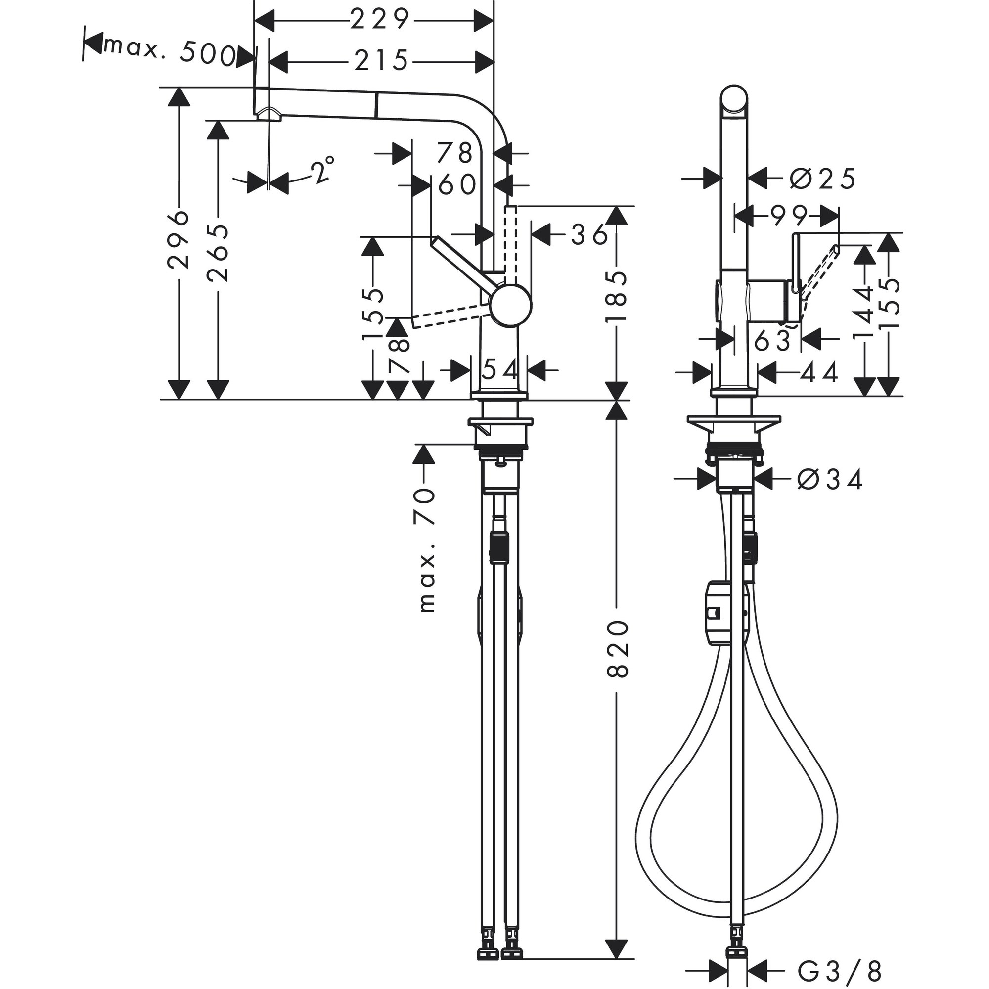Hansgrohe Talis M547 Eviye Bataryası 270,1 Fonksiyonlu Mat Siyah 72808670