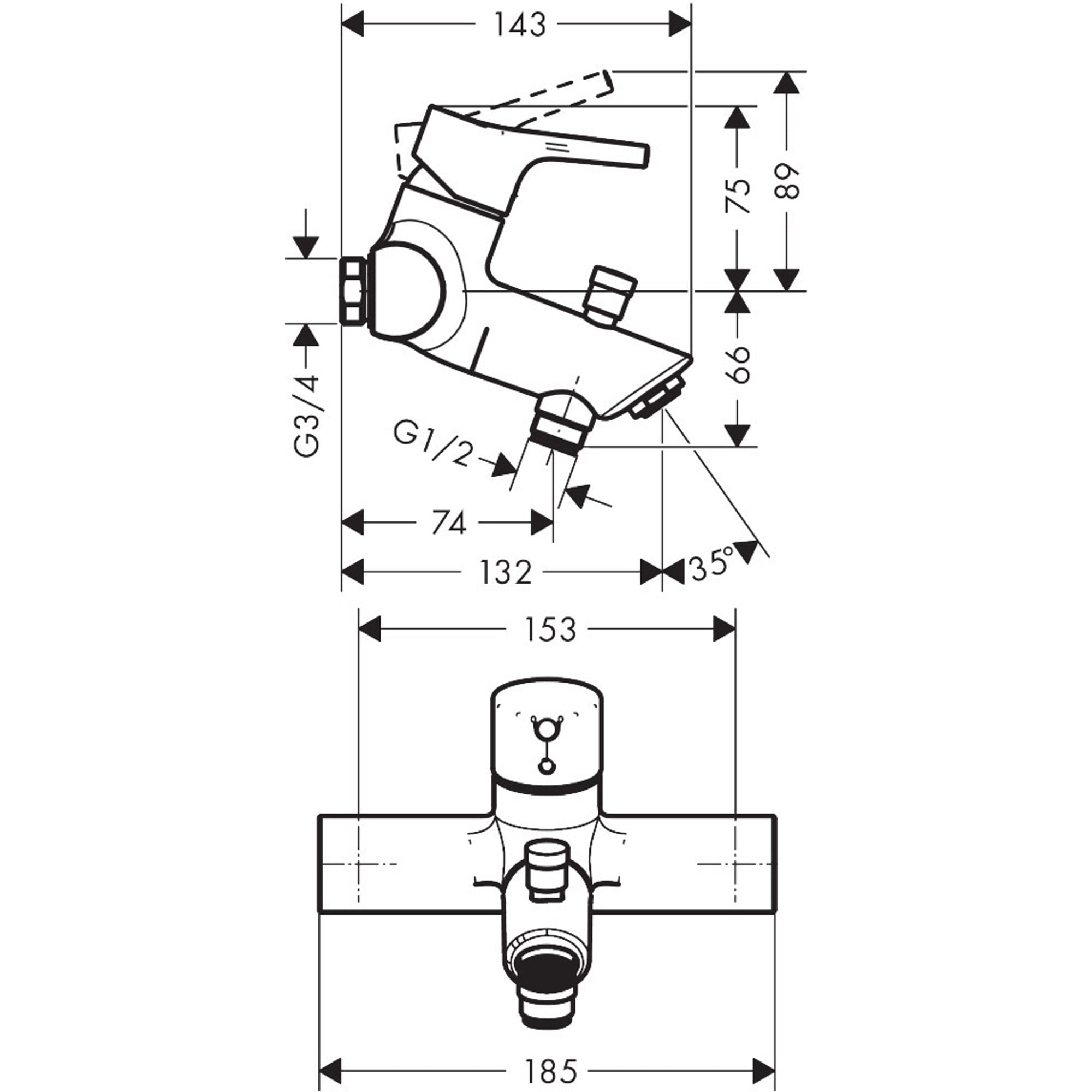 Hansgrohe Talis S Banyo Bataryası Aplike Krom 72401000