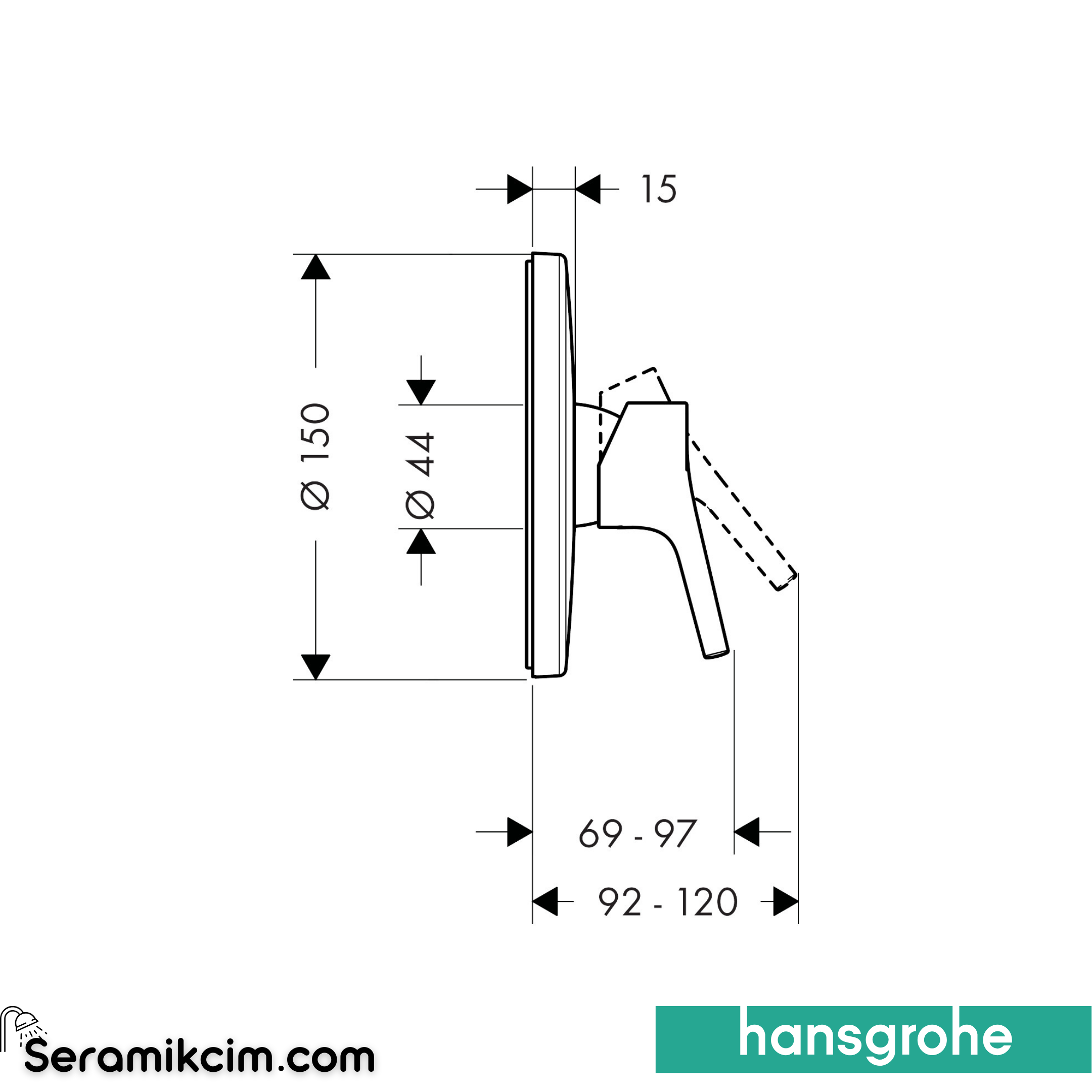 Hansgrohe Talis S Duş Bataryası Ankastre Krom 72605000