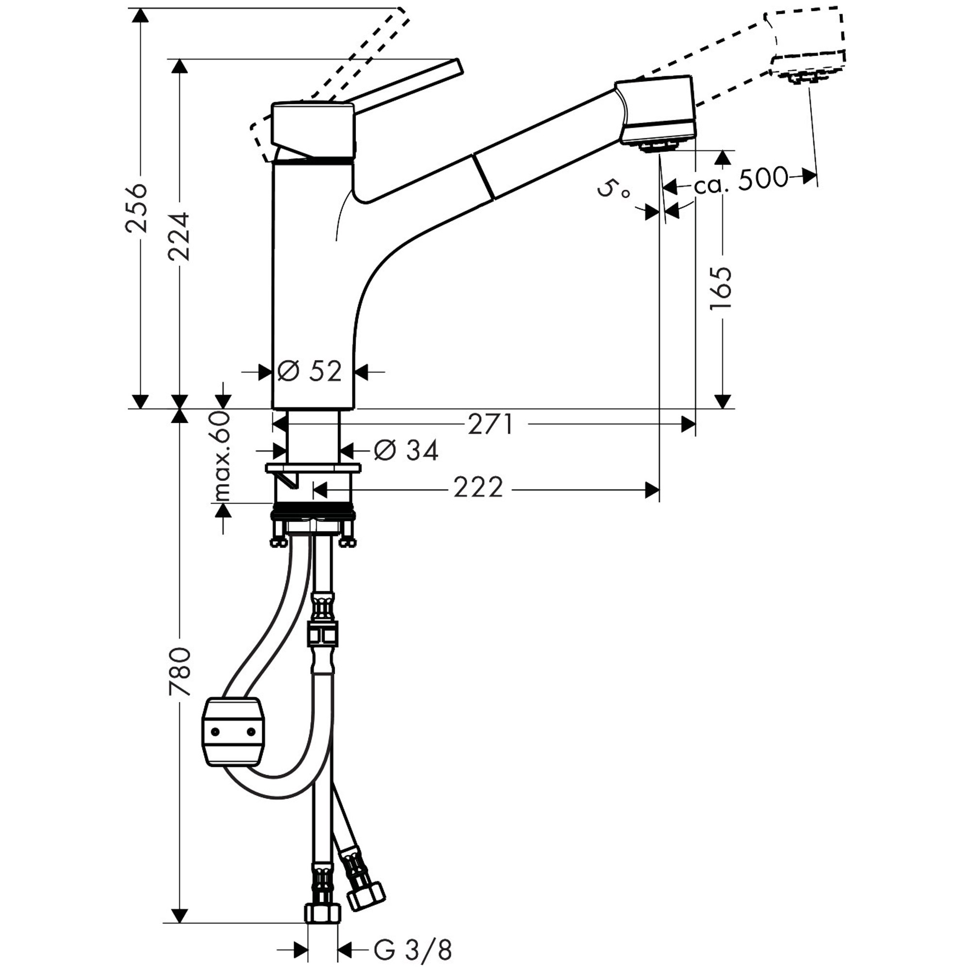 Hansgrohe Talis S Eviye Bataryası Spiralli 32841000