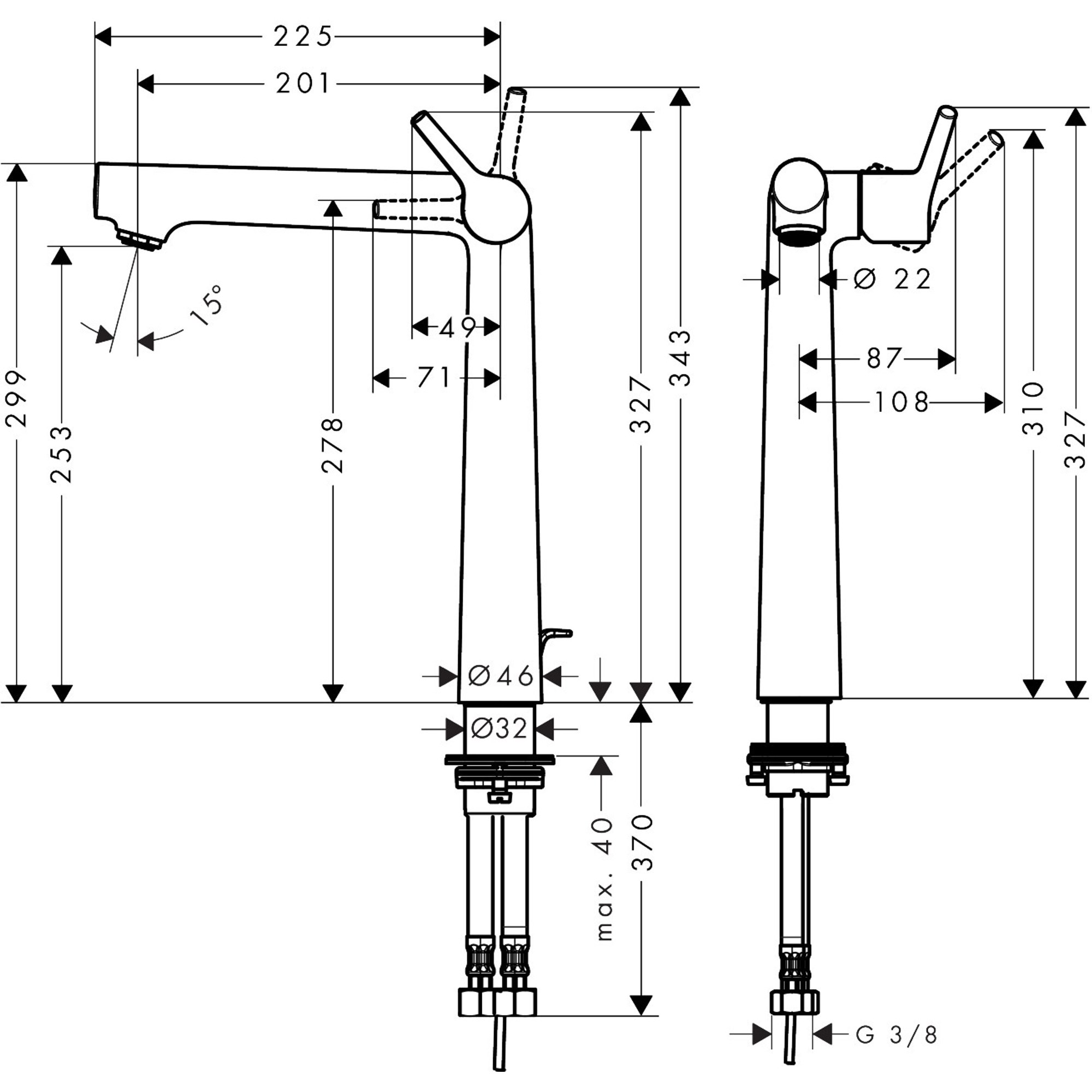 Hansgrohe Talis S Lavabo Bataryası 250 Sifon Kumandalı 72115000
